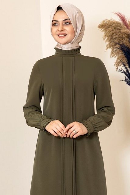 Modavitrini Longtunika Damen Tunika gerippte lange Hijab Tunika Modest (NERVÜRLÜ TUNIK) Hochgeschlossener Rundhalskragen
