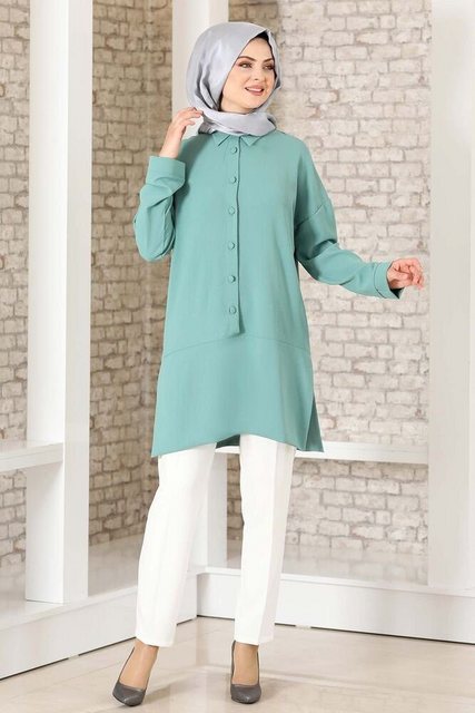 Modavitrini Longtunika Lockere Hijab-Tunika mit Knopfdetail Damen Tunika (SALAS TUNIK) Lockere Hijab-Tunika mit Knopfdetail