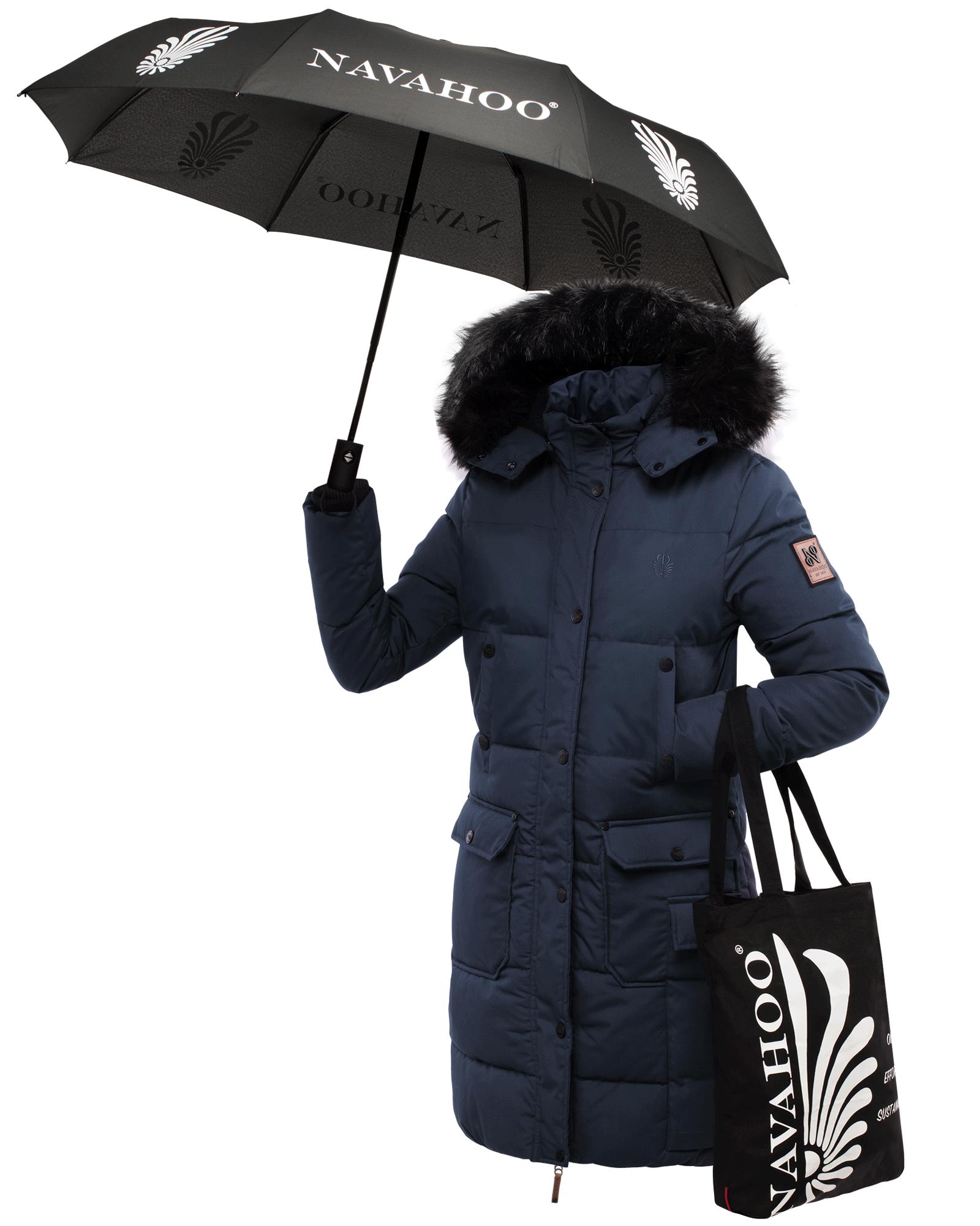 Navahoo Wintermantel "Cosimaa", Warmer Damen Parka inkl. Einkaufstasche und Regenschirm