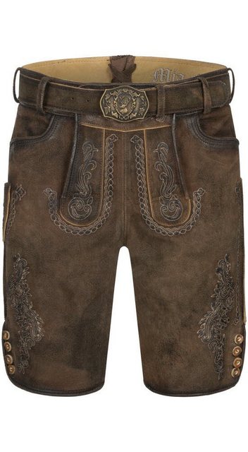 Nübler Trachtenlederhose Lederhose kurz Luther in Dunkelbraun von Nübler
