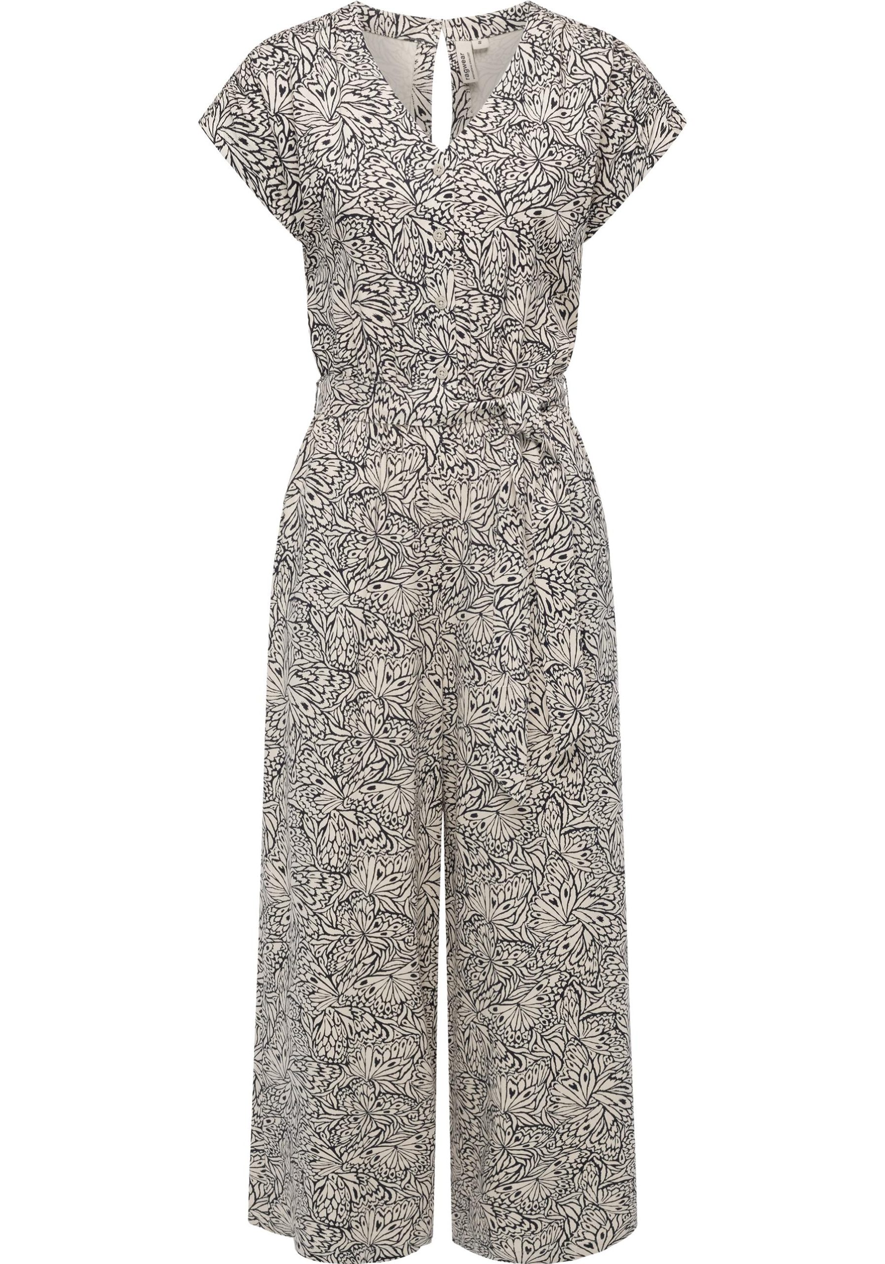 Ragwear Jumpsuit "Glina Print", Langer Damen Overall mit Bindegürtel an der Taille