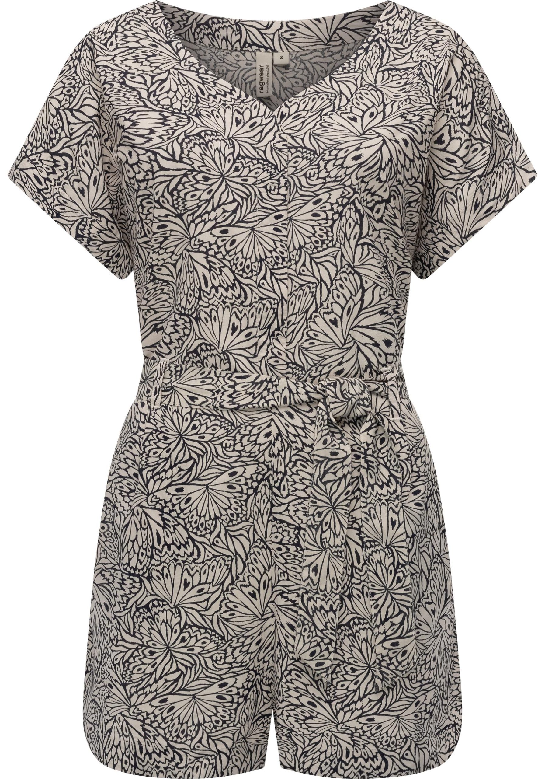 Ragwear Jumpsuit "Salwin", Kurzer Overall mit Taillen-Bindeband