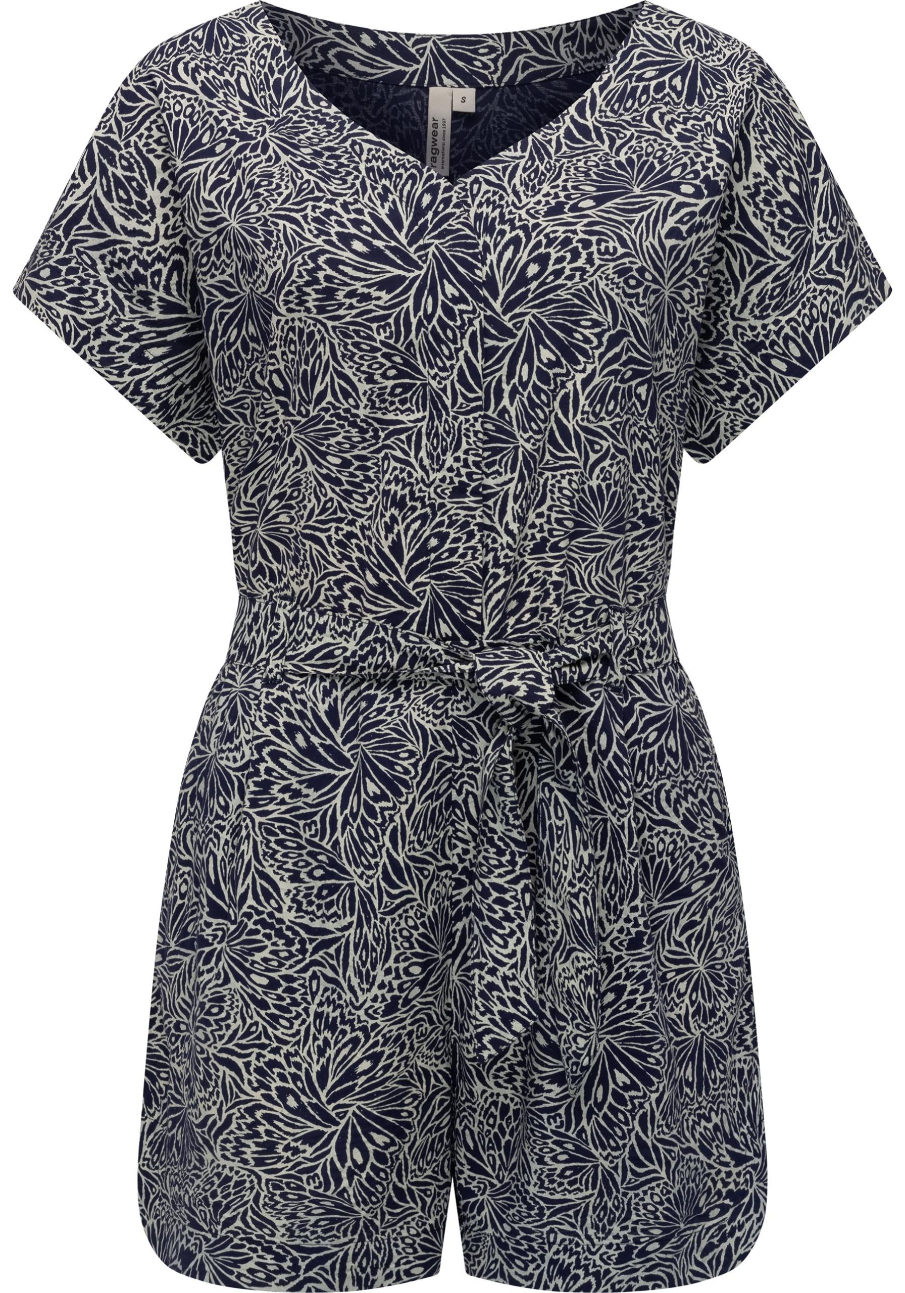 Ragwear Jumpsuit "Salwin", Kurzer Overall mit Taillen-Bindeband