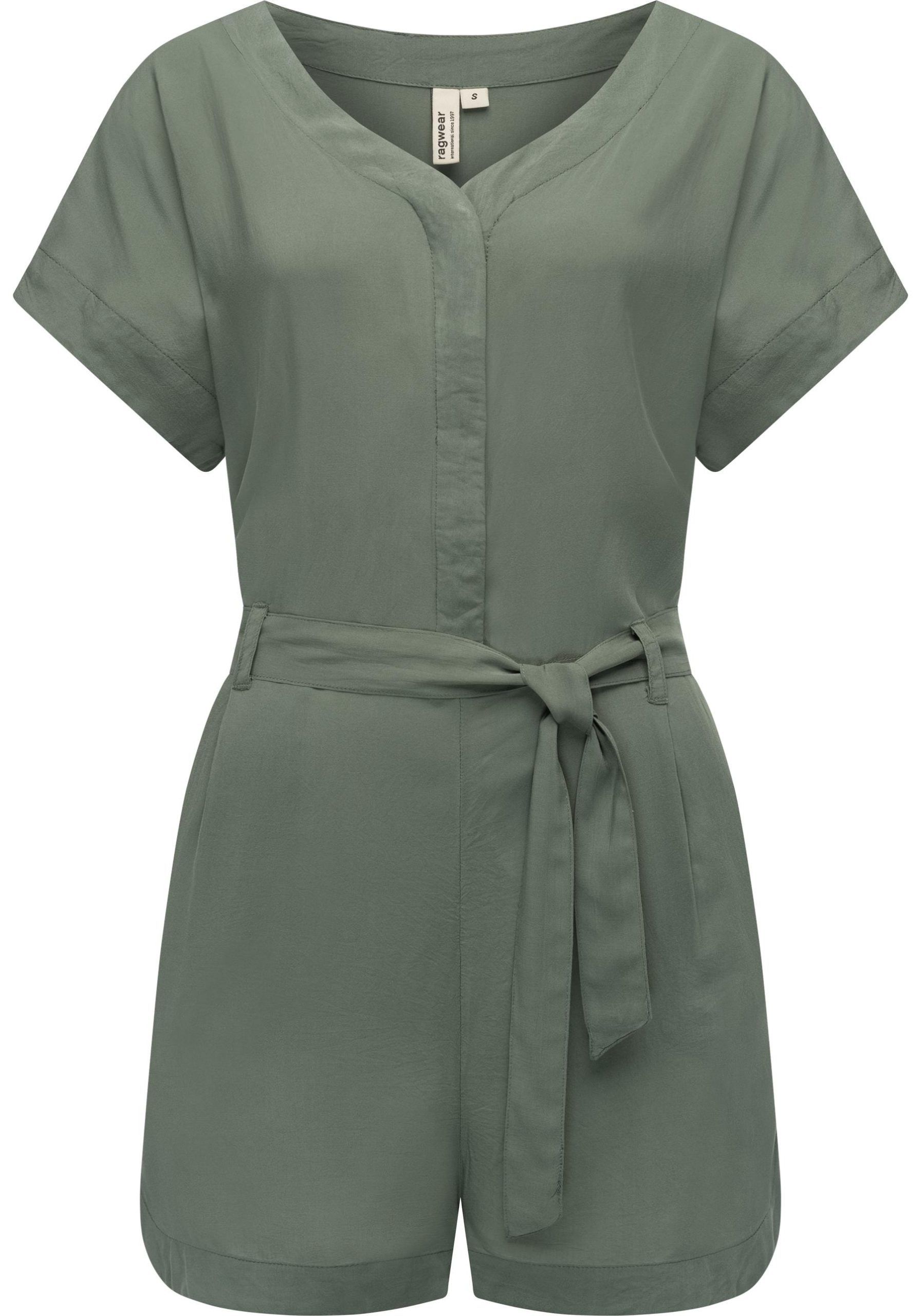 Ragwear Jumpsuit "Salwin Solid", Kurzer Overall mit Taillen-Bindeband
