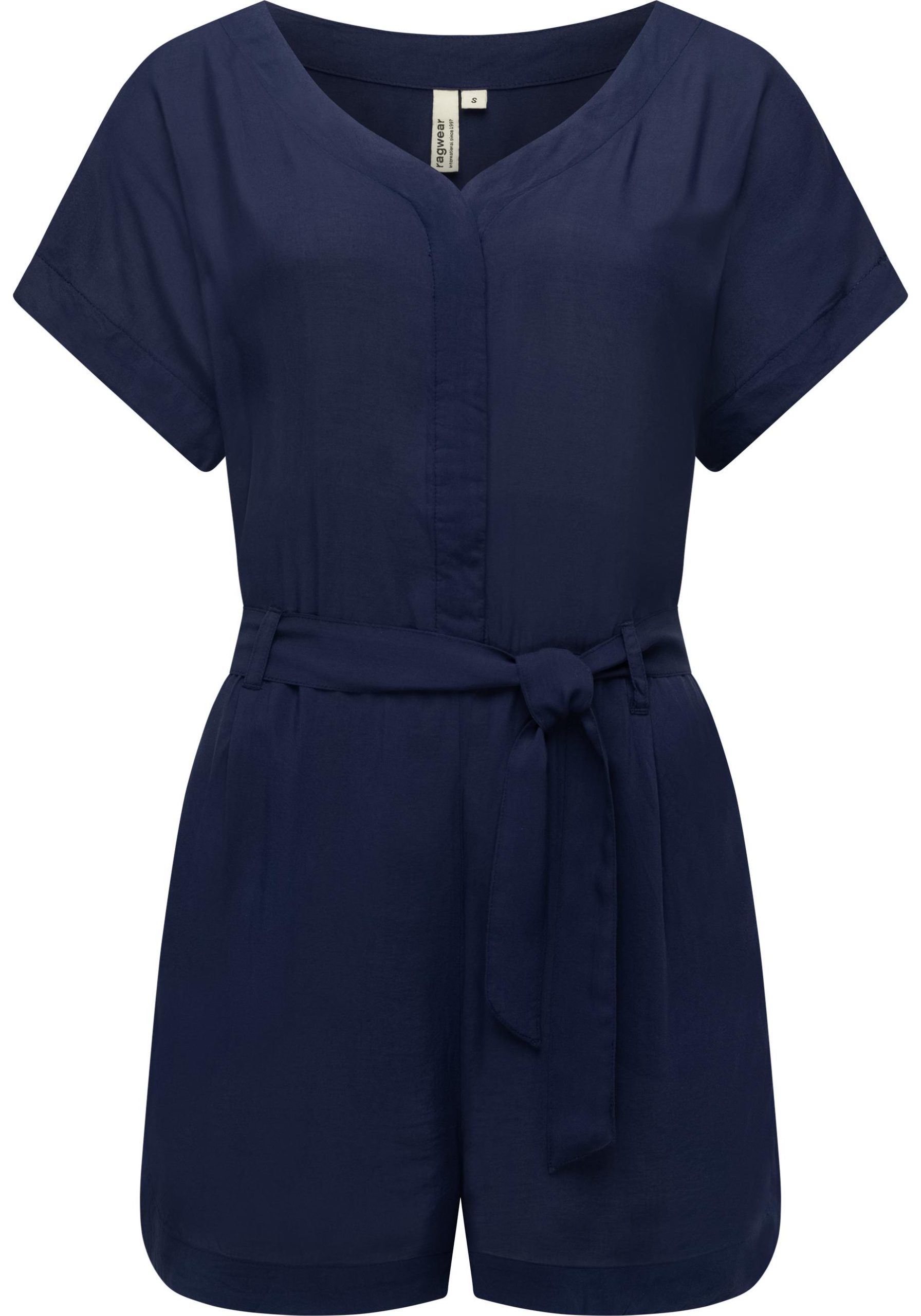 Ragwear Jumpsuit "Salwin Solid", Kurzer Overall mit Taillen-Bindeband