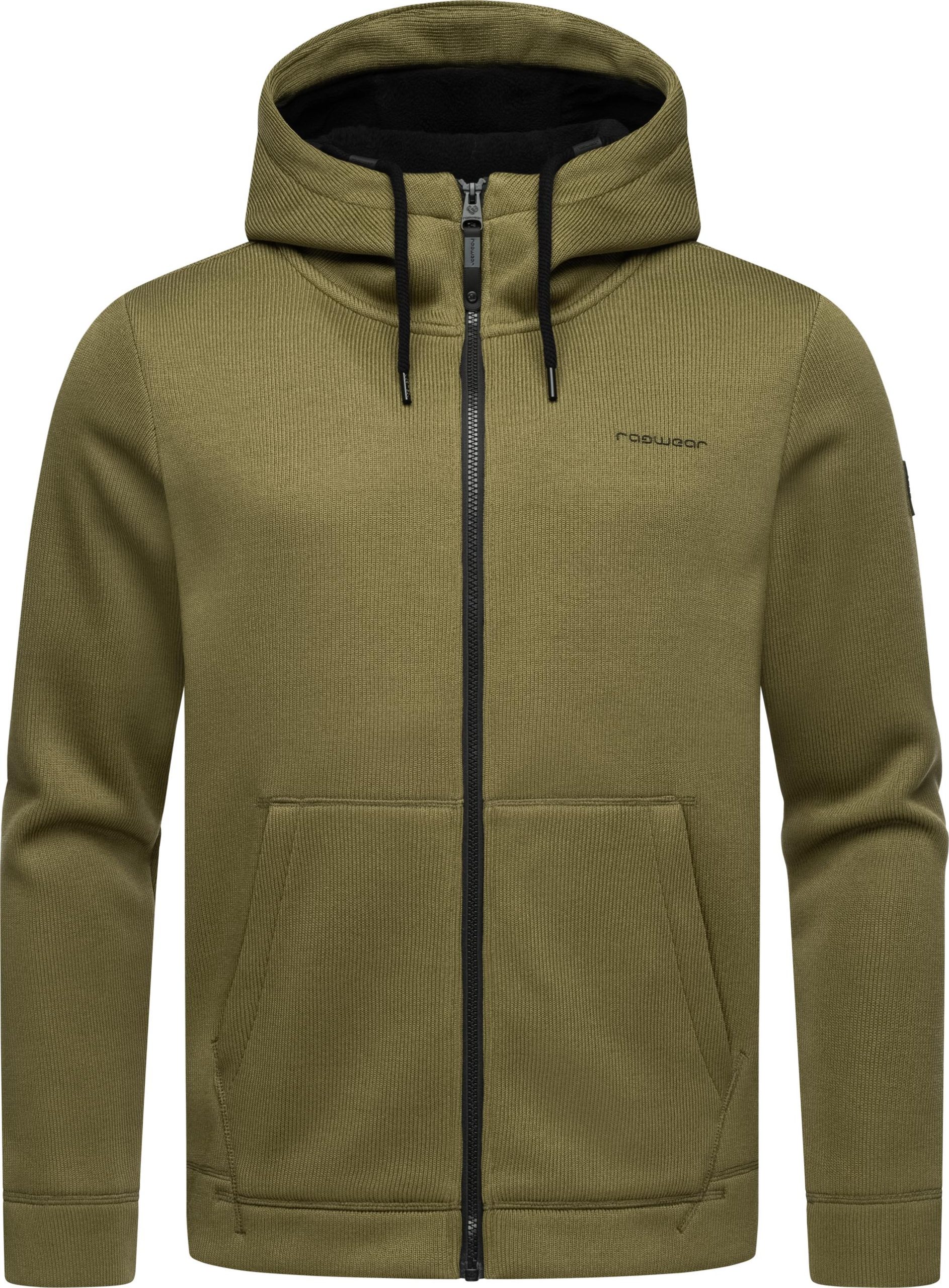 Ragwear Kapuzenstrickjacke "Fabian", Herren Basic Rippstrick-Jacke mit Kapuze