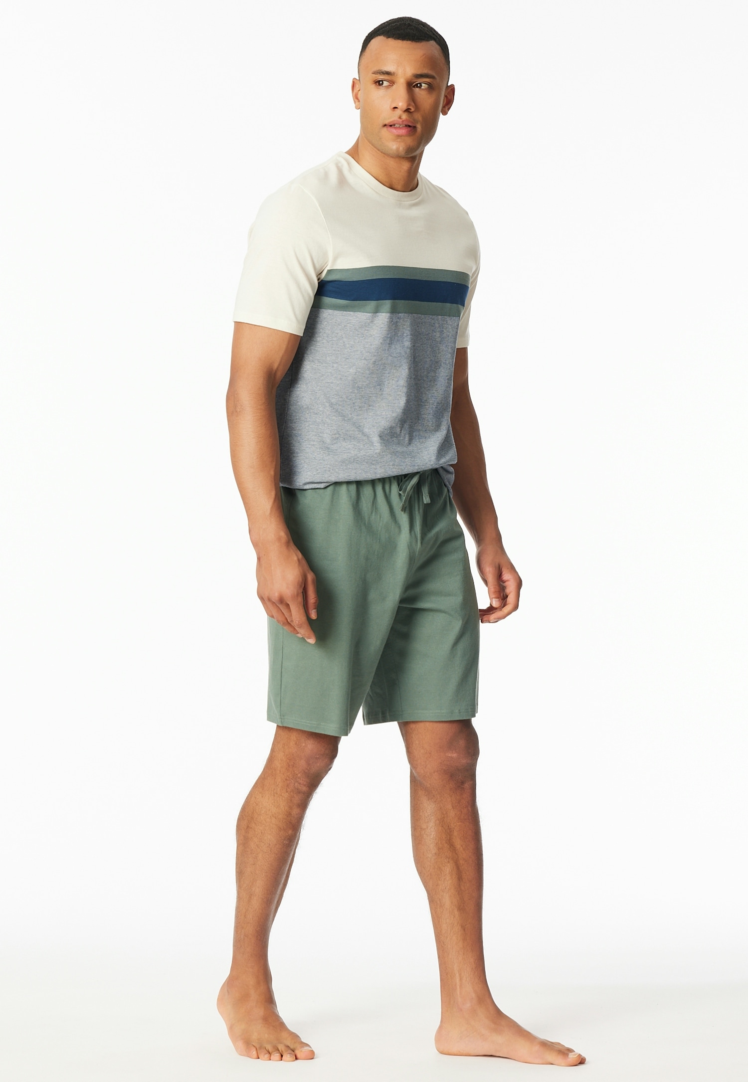 Schiesser Shorty ""Casual Nightwear"", (2 tlg.), Shorts in Uni mit Bindeband am Bund