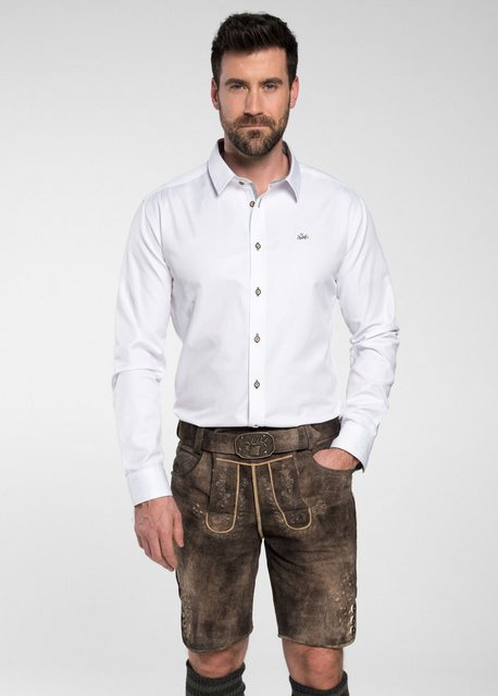 Spieth & Wensky Shorts Lederhose "Freud" (1-tlg) Lederhose mit Gürtelschließe, Hirschkopfmotiv