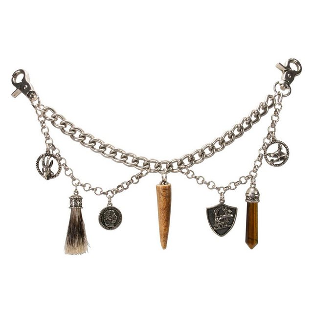 Alpenflüstern Kette mit Anhänger Trachten-Charivari Phineus (antik-silber-farben), - Hochwertiger Herren-Trachtenschmuck mit Trophäen-Anhängern für die Lederhose