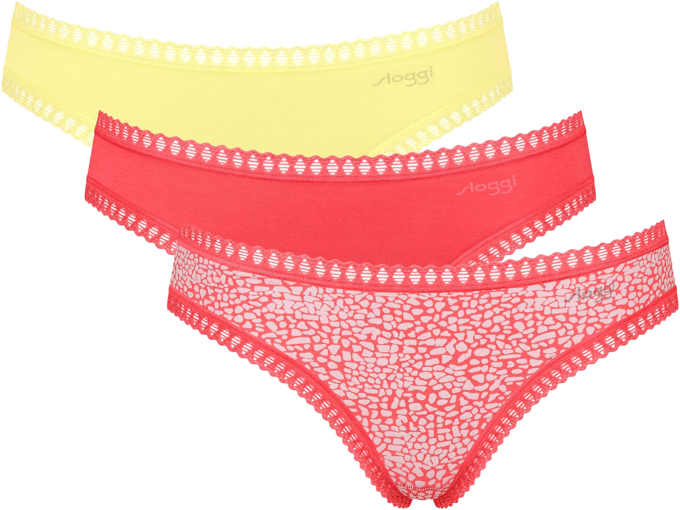 sloggi Panty "GO Crush Mini C3P", (3er Pack), Spitzendetails