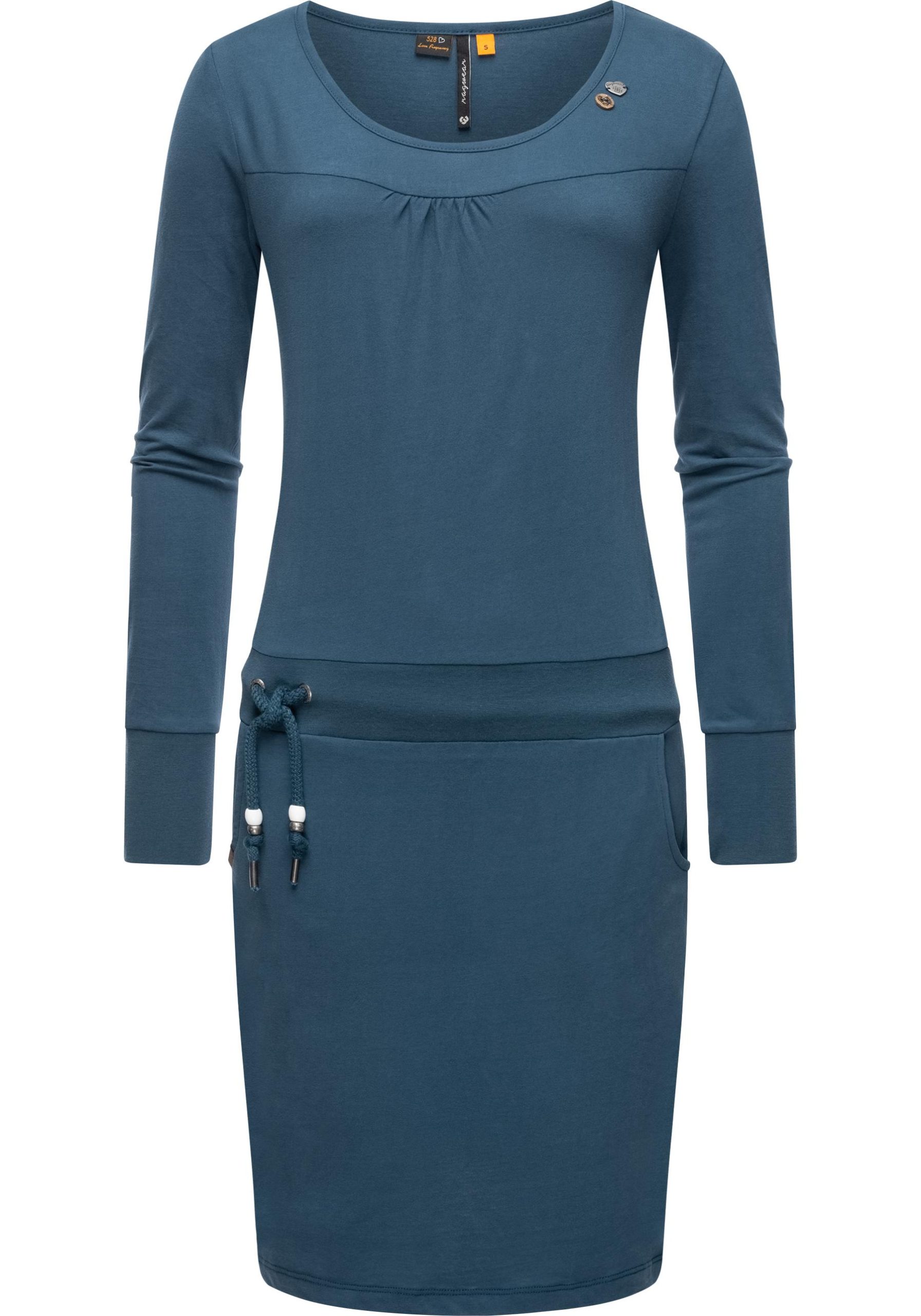 Ragwear Jerseykleid "Penellope", Langärmliges Damen Baumwoll-Kleid mit Taillenzugband