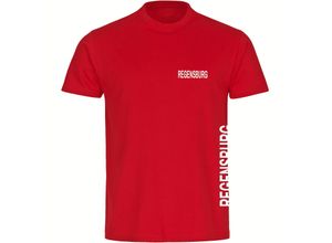 multifanshop Herren T-Shirt - Regensburg - Brust & Seite - Druck weiß - Männer