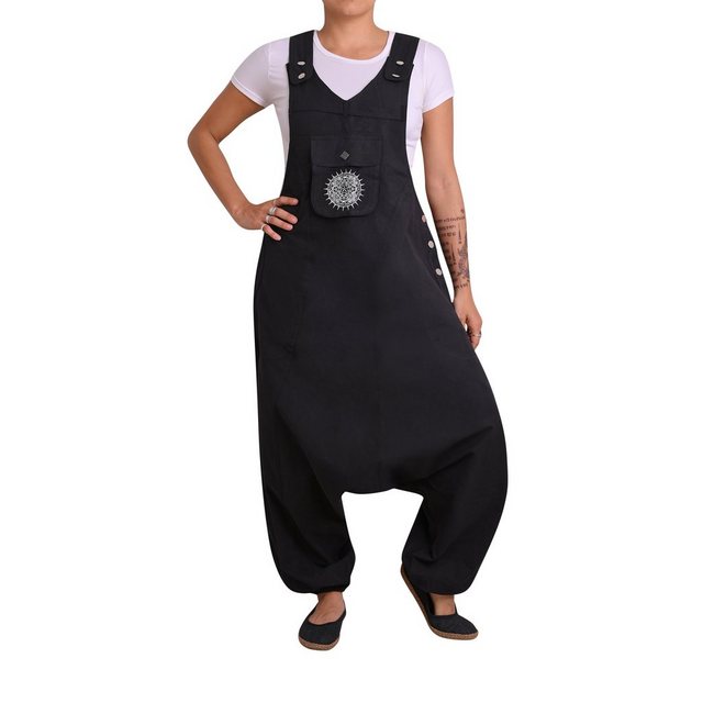 virblatt Jumpsuit Herren & Damen Latzhose, Baumwolle, Overall Herren Sommer Hosenanzug Goa Style, aufgesticktes Mandala