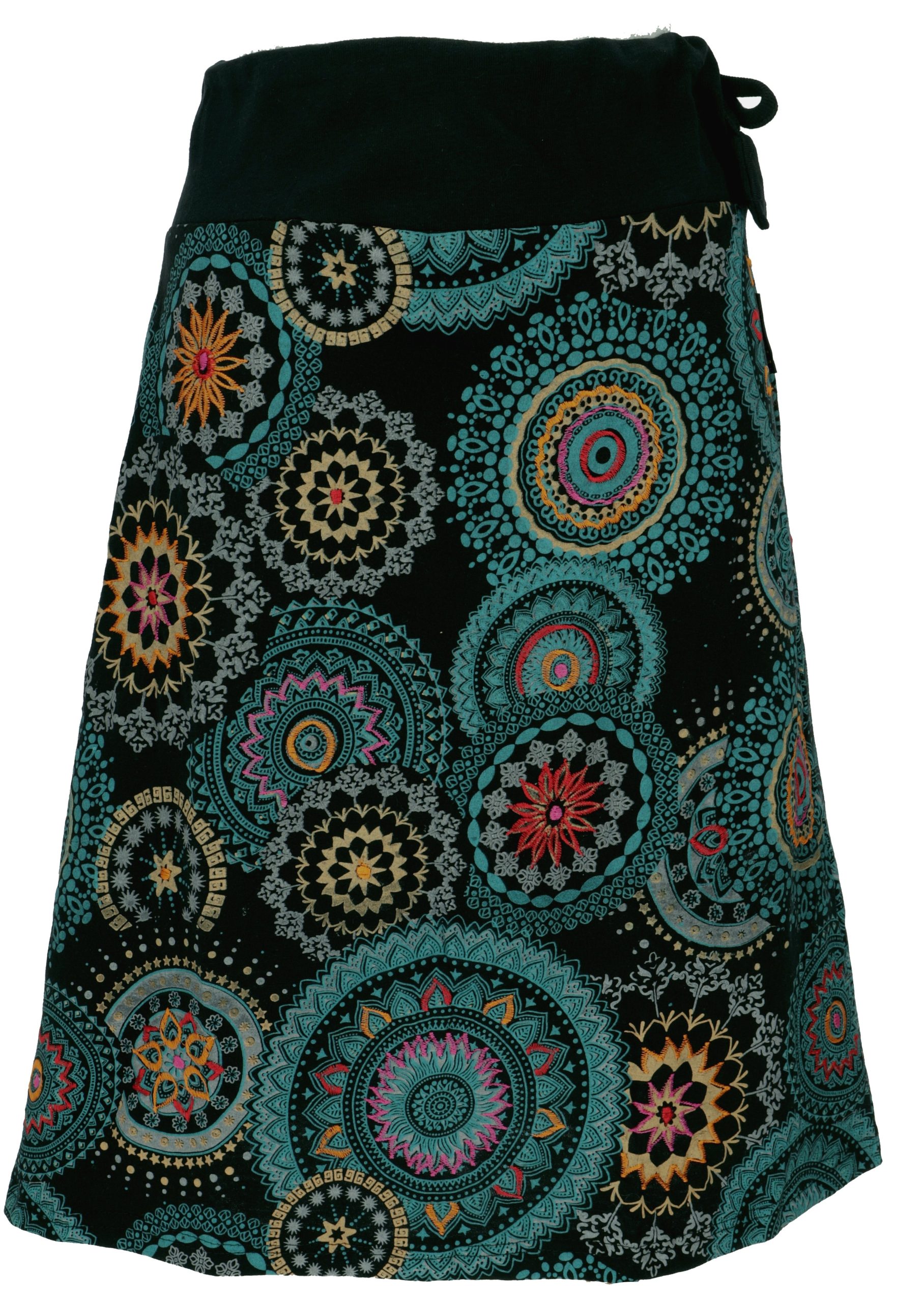 Guru-Shop Minirock Bestickter knielanger Rock, Boho