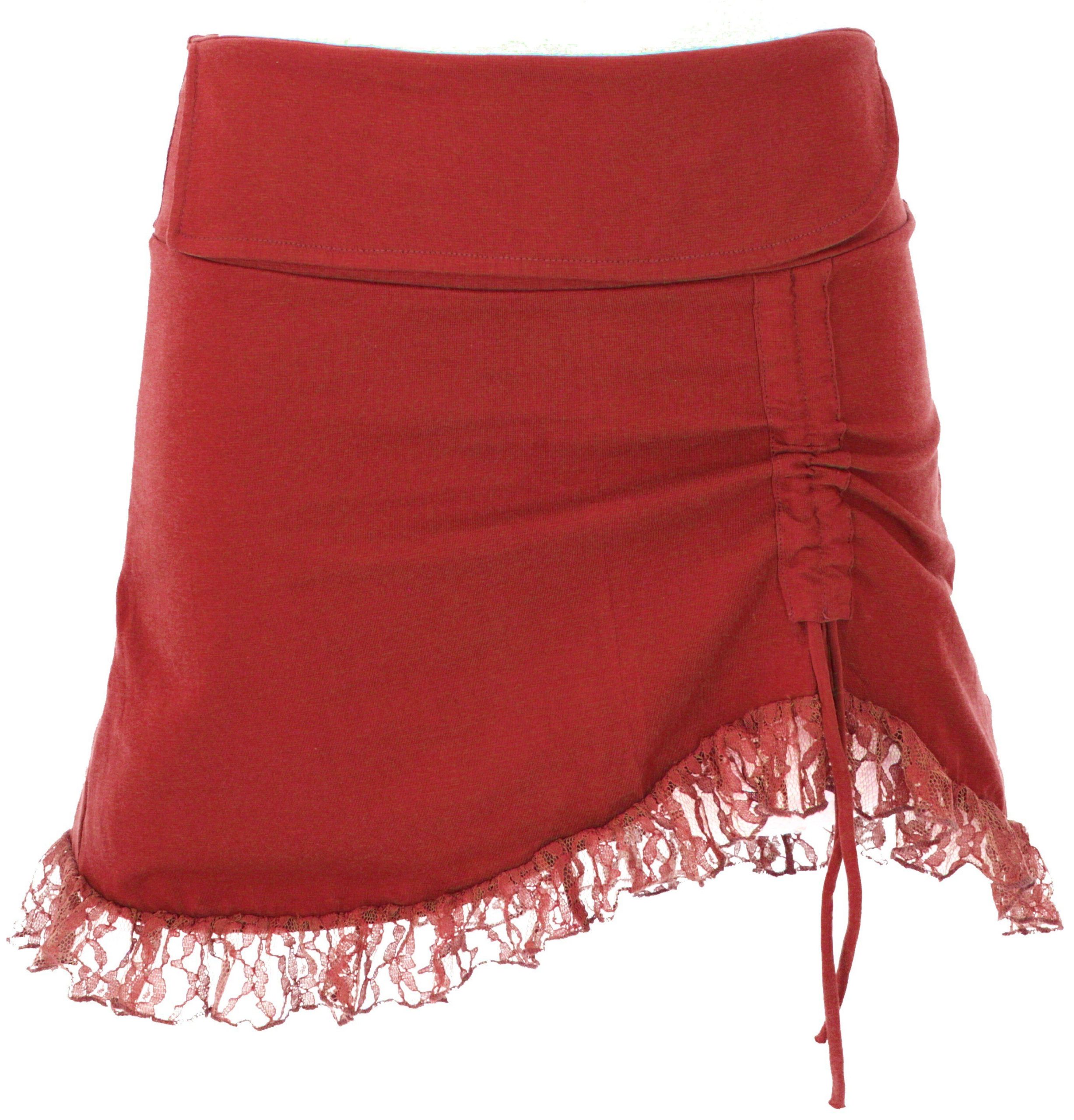 Guru-Shop Minirock Boho Minirock mit Spitze,