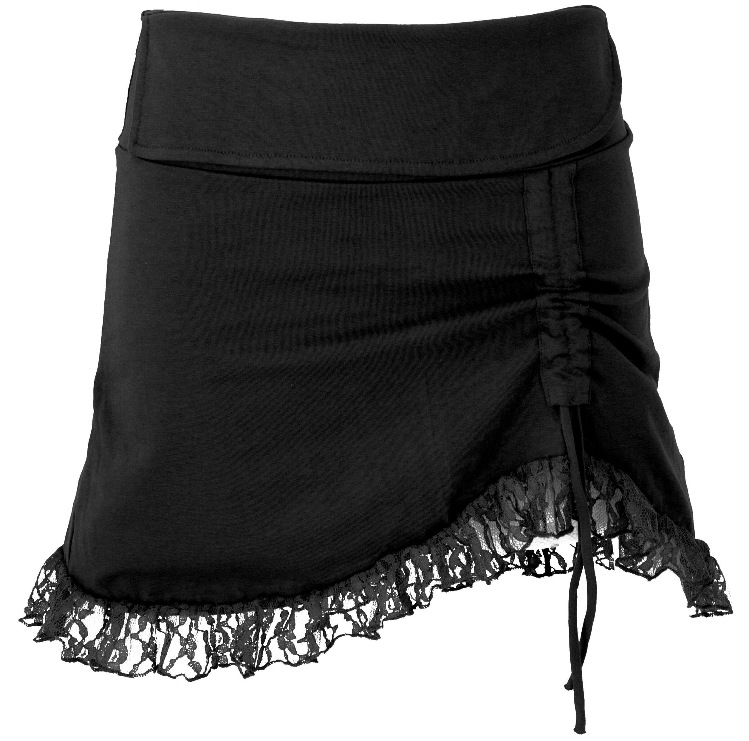 Guru-Shop Minirock Boho Minirock mit Spitze,