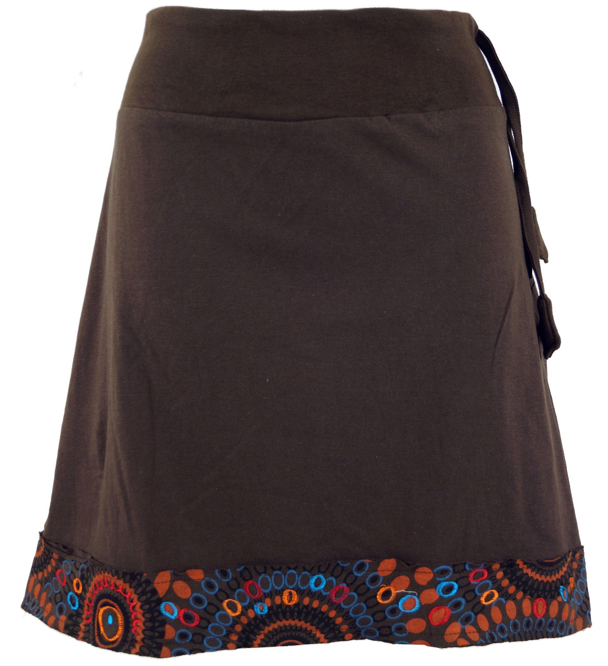 Guru-Shop Minirock Minirock mit besticktem Saum,