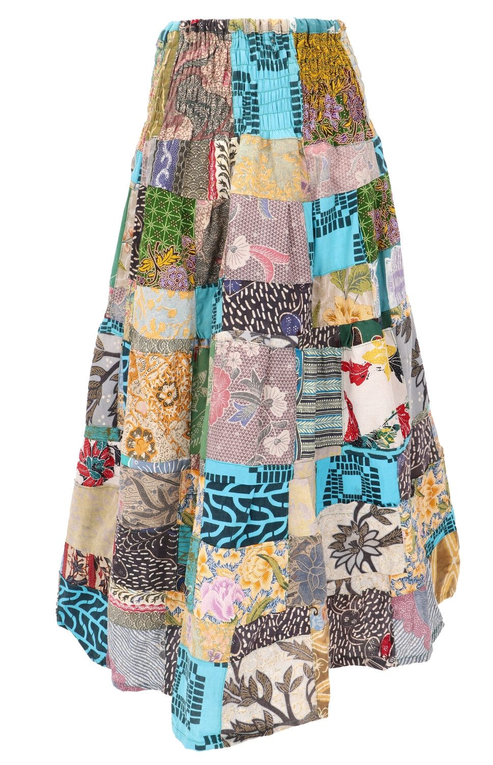 Guru-Shop Minirock Weit schwingender upcyceling Patchwork,..