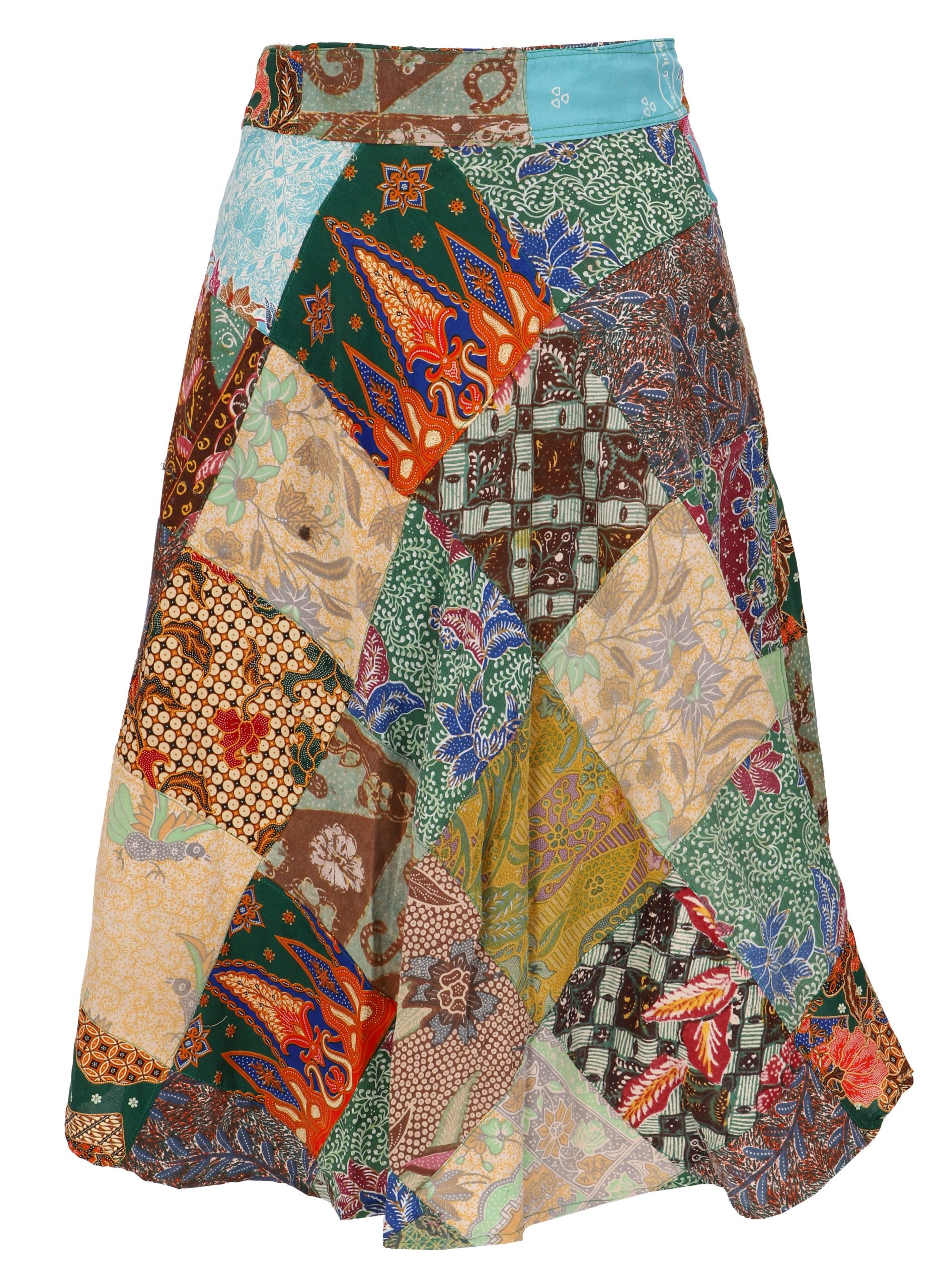 Guru-Shop Minirock Weit schwingender upcyceling Patchwork..