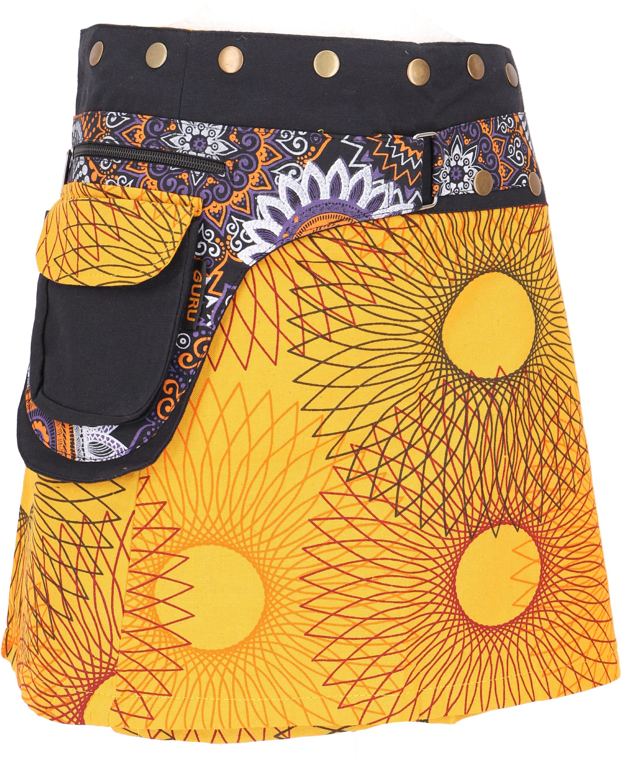 Guru-Shop Minirock Wickelrock, kurzer Fusion Mandala