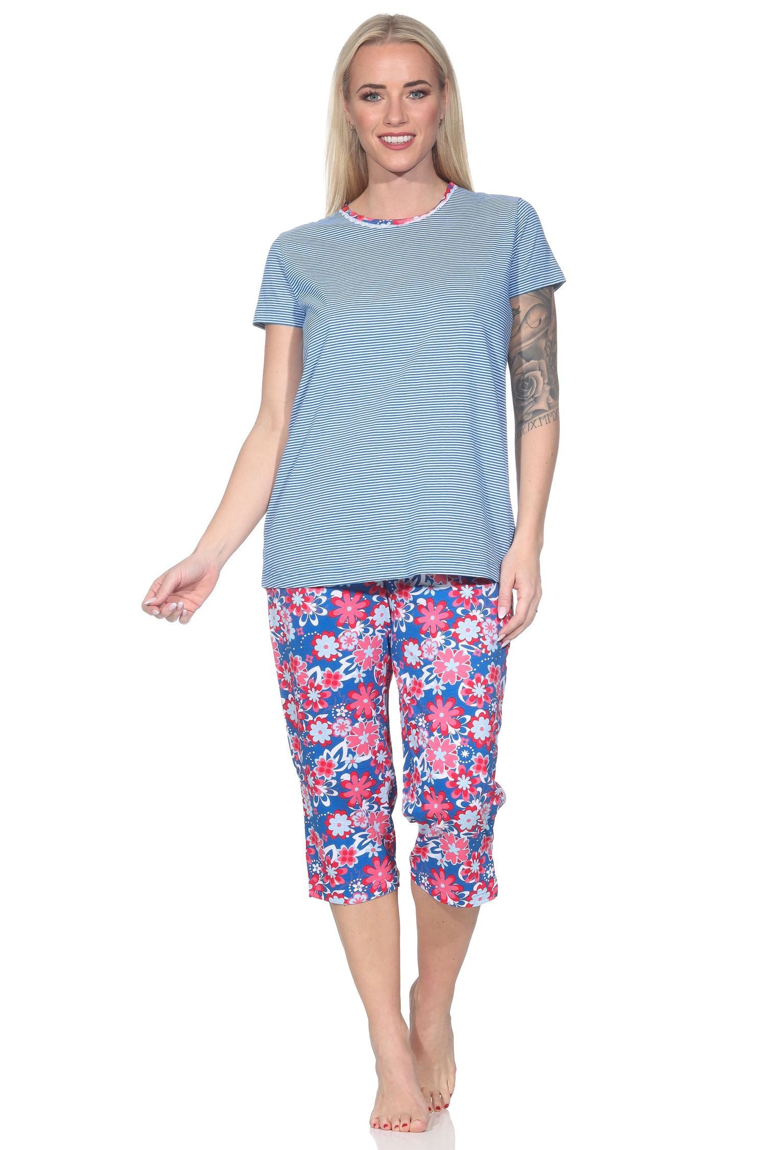 Normann Pyjama Normann Damen Capri kurzarm