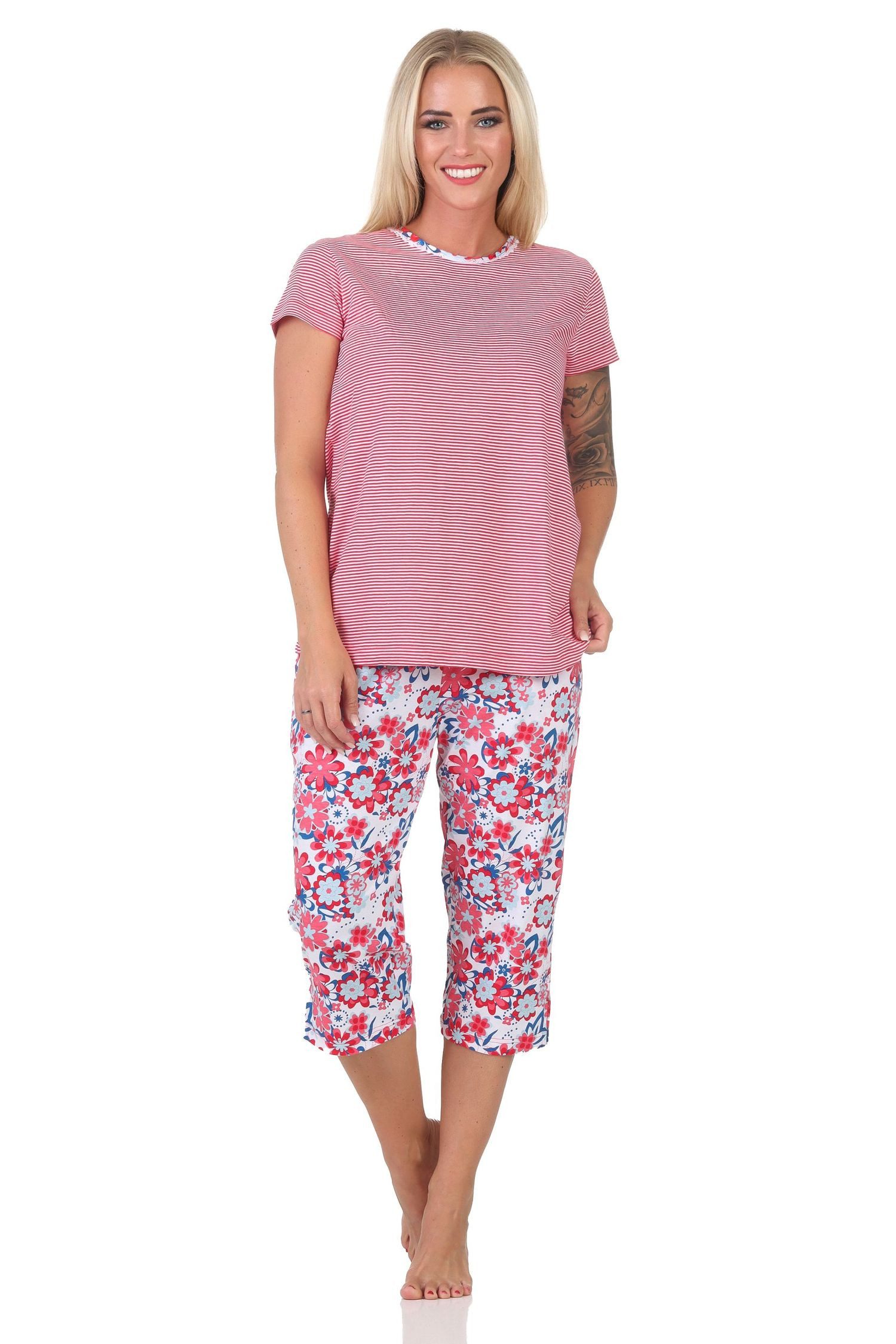 Normann Pyjama Normann Damen Capri kurzarm