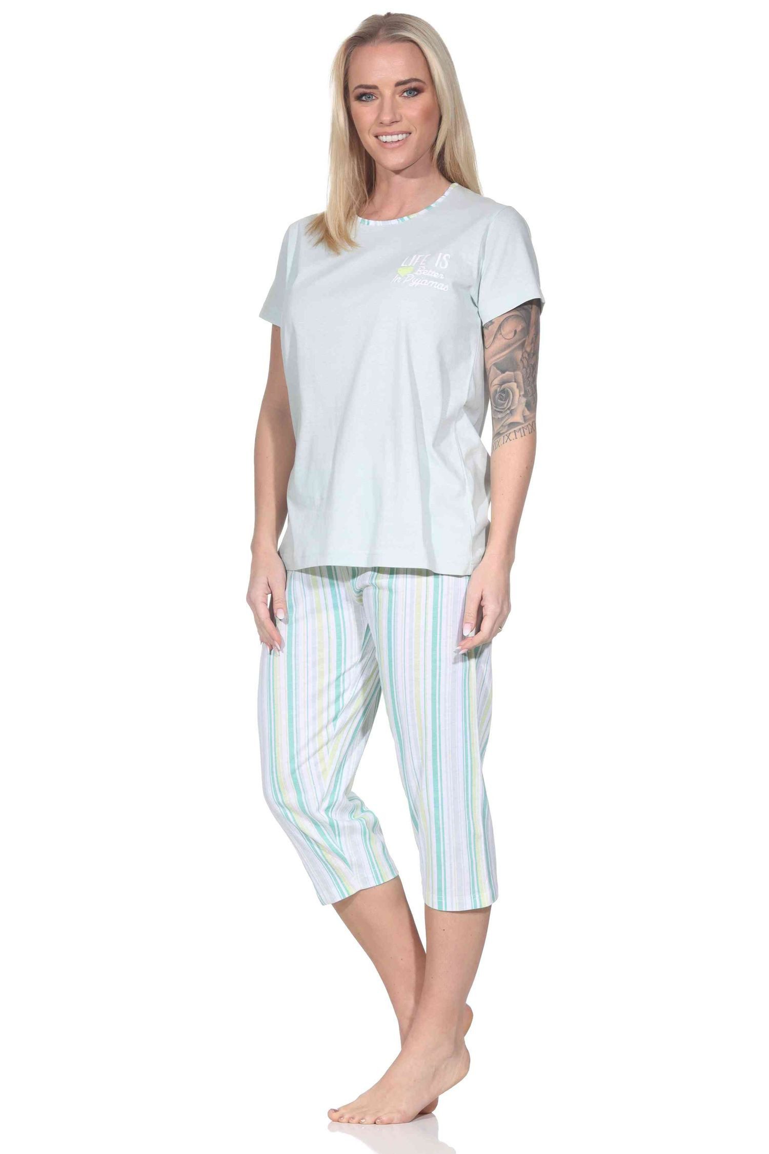 Normann Pyjama Normann Damen Schlafanzug kurzarm