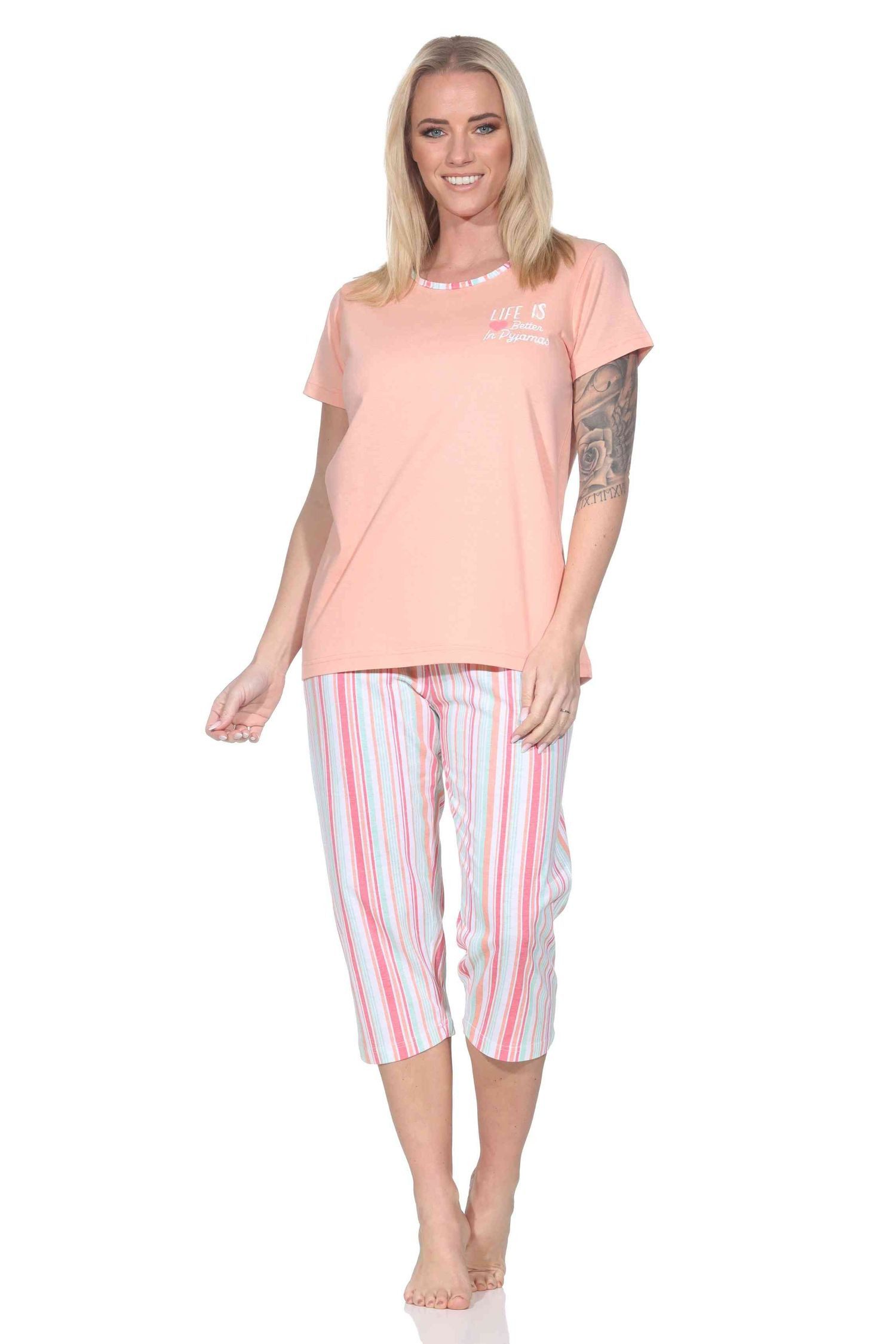 Normann Pyjama Normann Damen Schlafanzug kurzarm