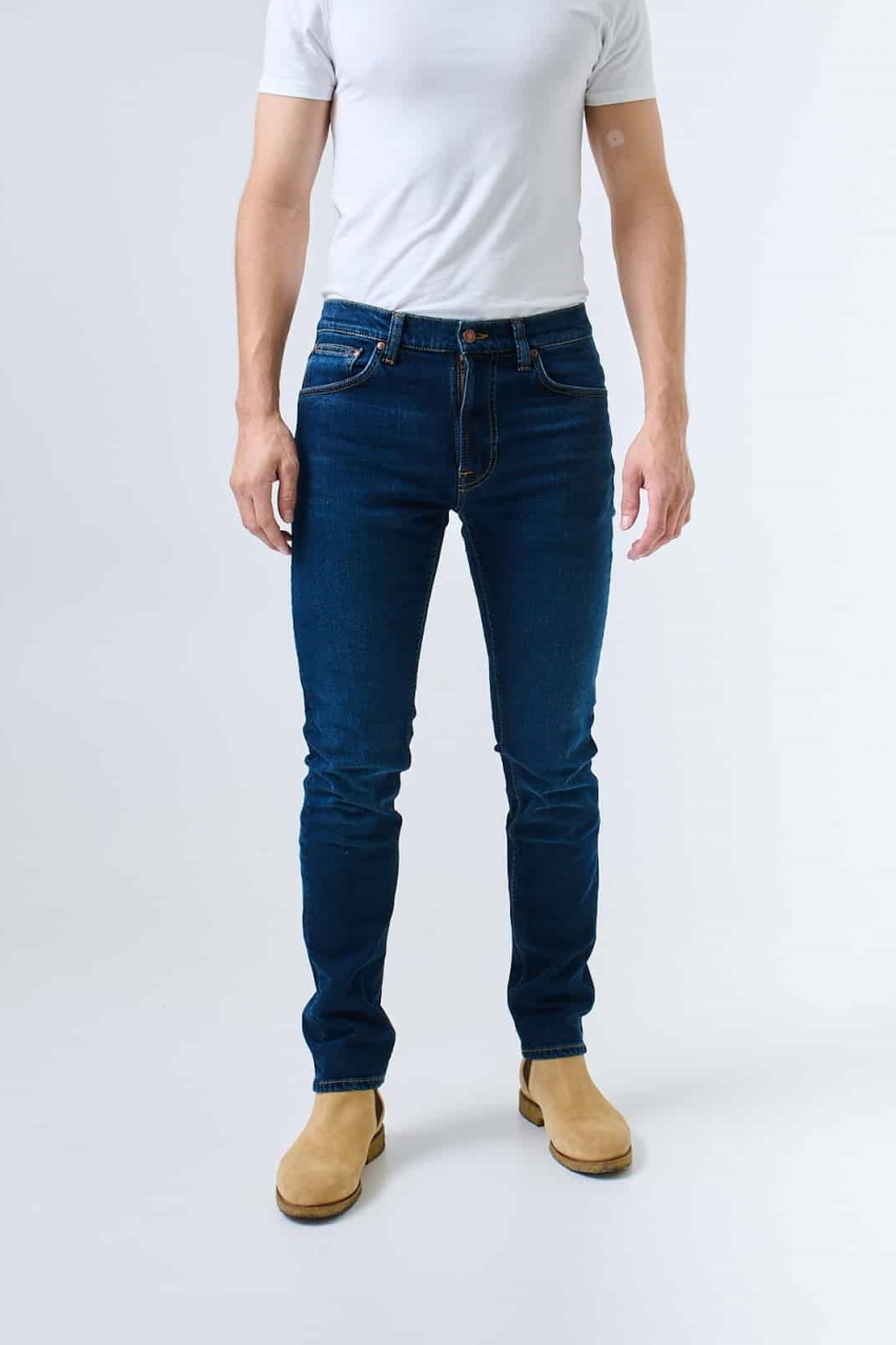 Nudie Jeans Herren vegan Jeans Slim Tapered Fit Lean Dean New Ink Blau