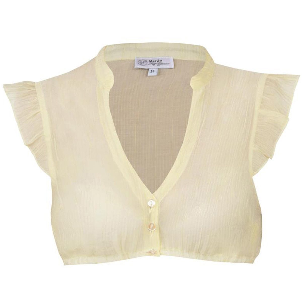 MarJo Dirndlbluse Damen 'Waldbrunn' Flügelarm, Zitrone