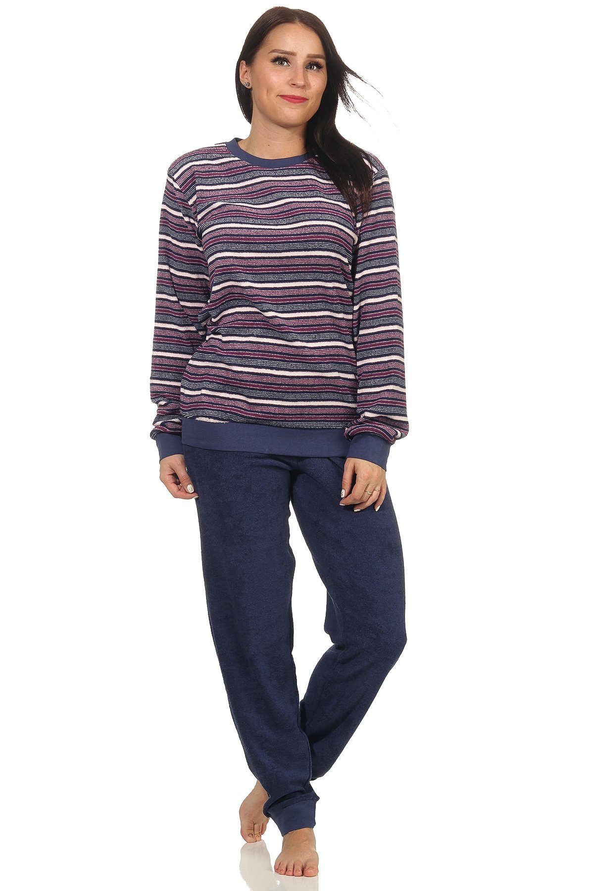 Normann Pyjama Damen Frottee Pyjama langarm