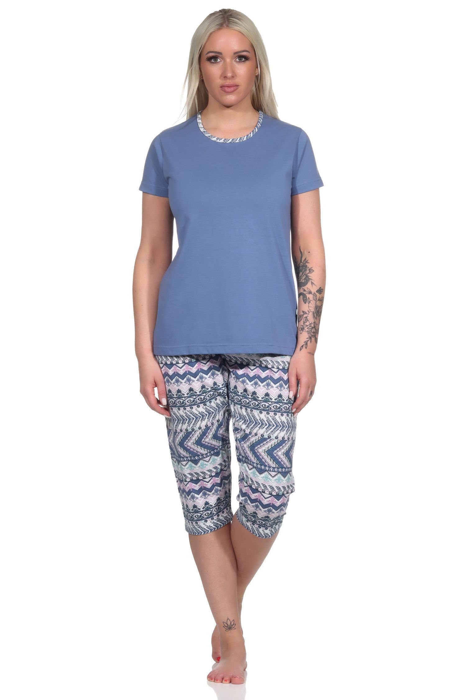 Normann Pyjama Damen kurzarm Schlafanzug mit