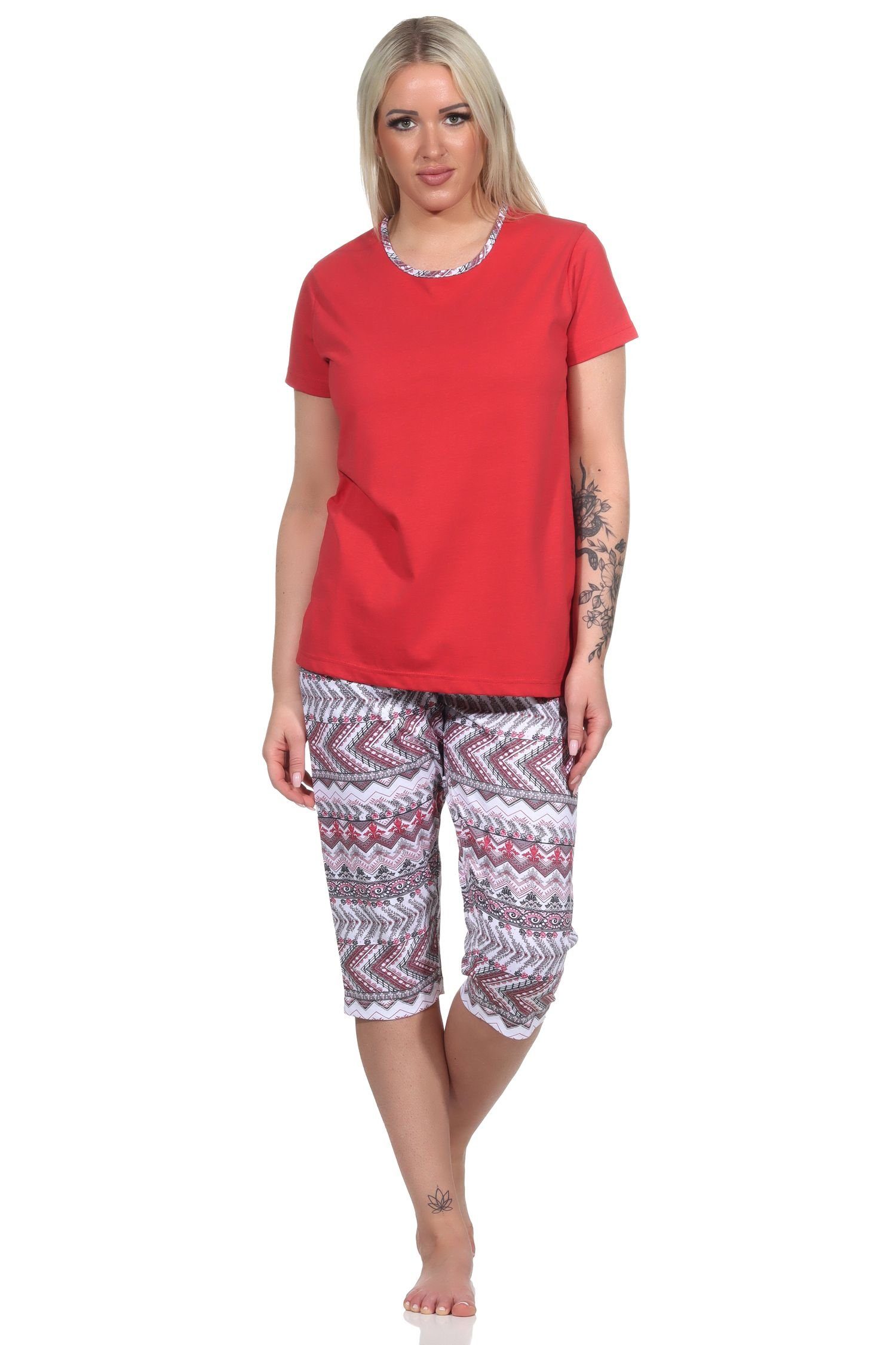 Normann Pyjama Damen kurzarm Schlafanzug mit