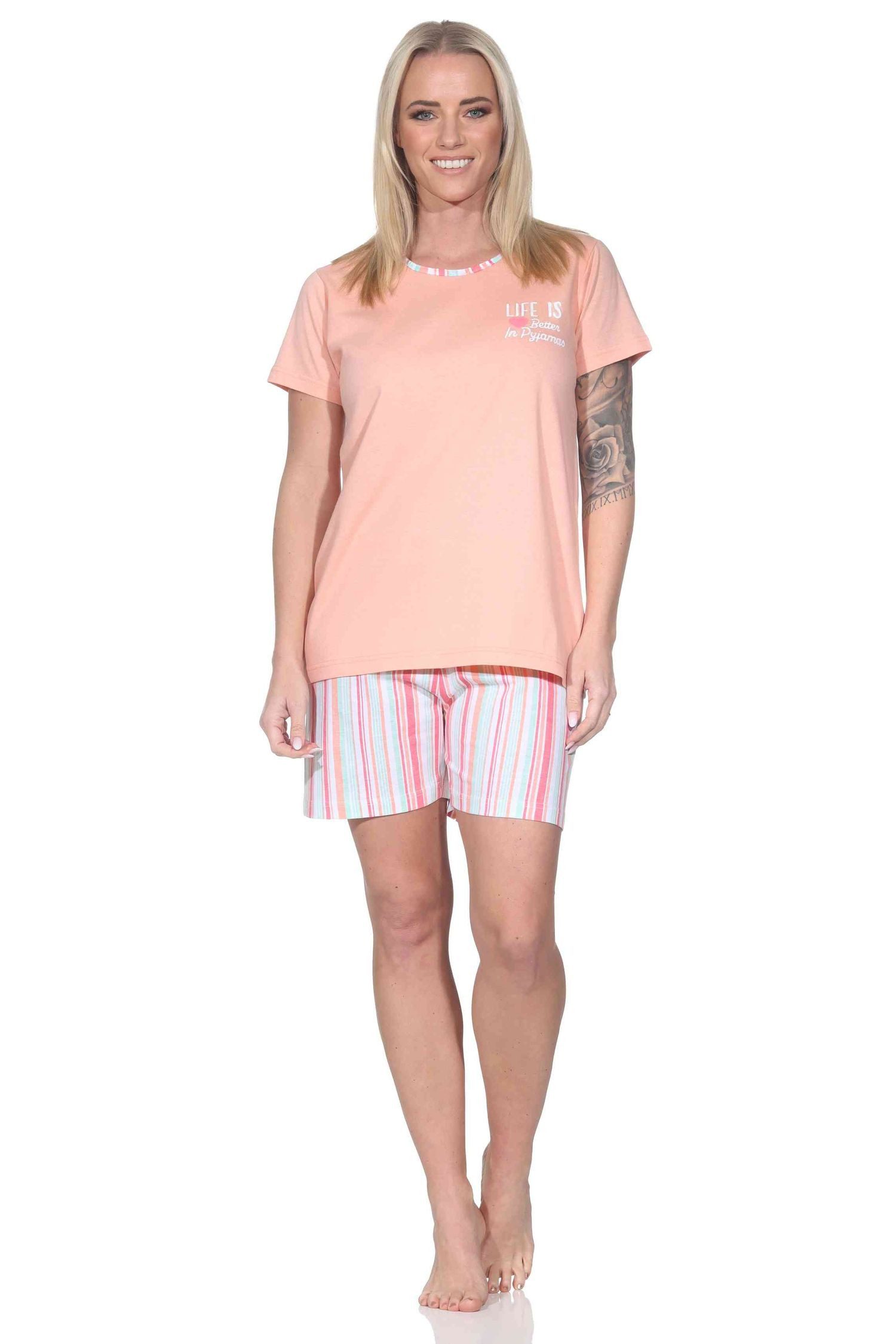 Normann Pyjama Normann Damen Schlafanzug Shorty