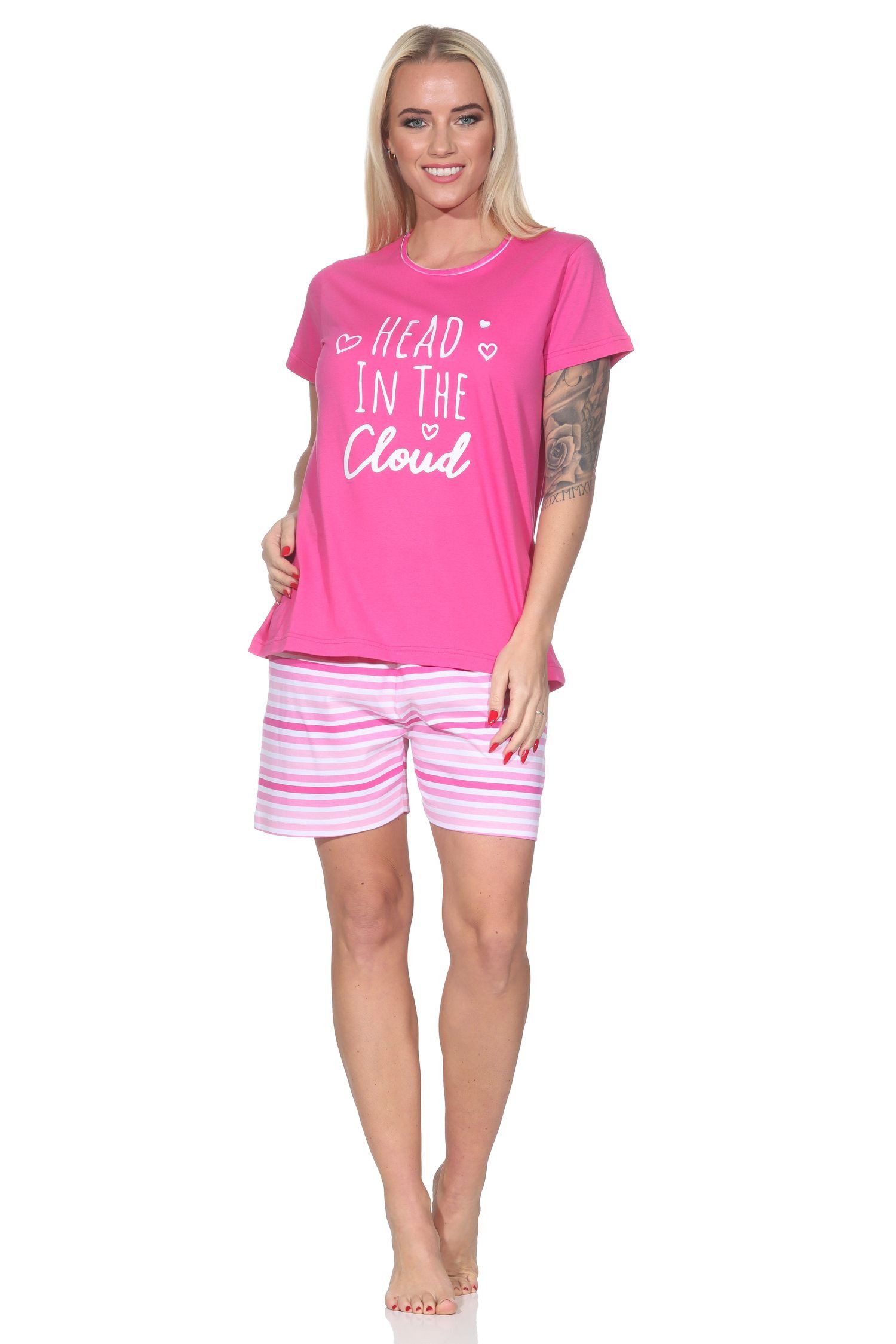 Normann Pyjama Normann Damen Schlafanzug Shorty
