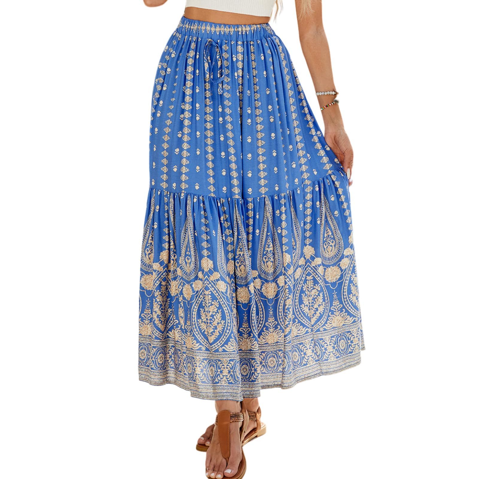 RWEUOQ Sommerrock Strandkleid Boho Midi Rock