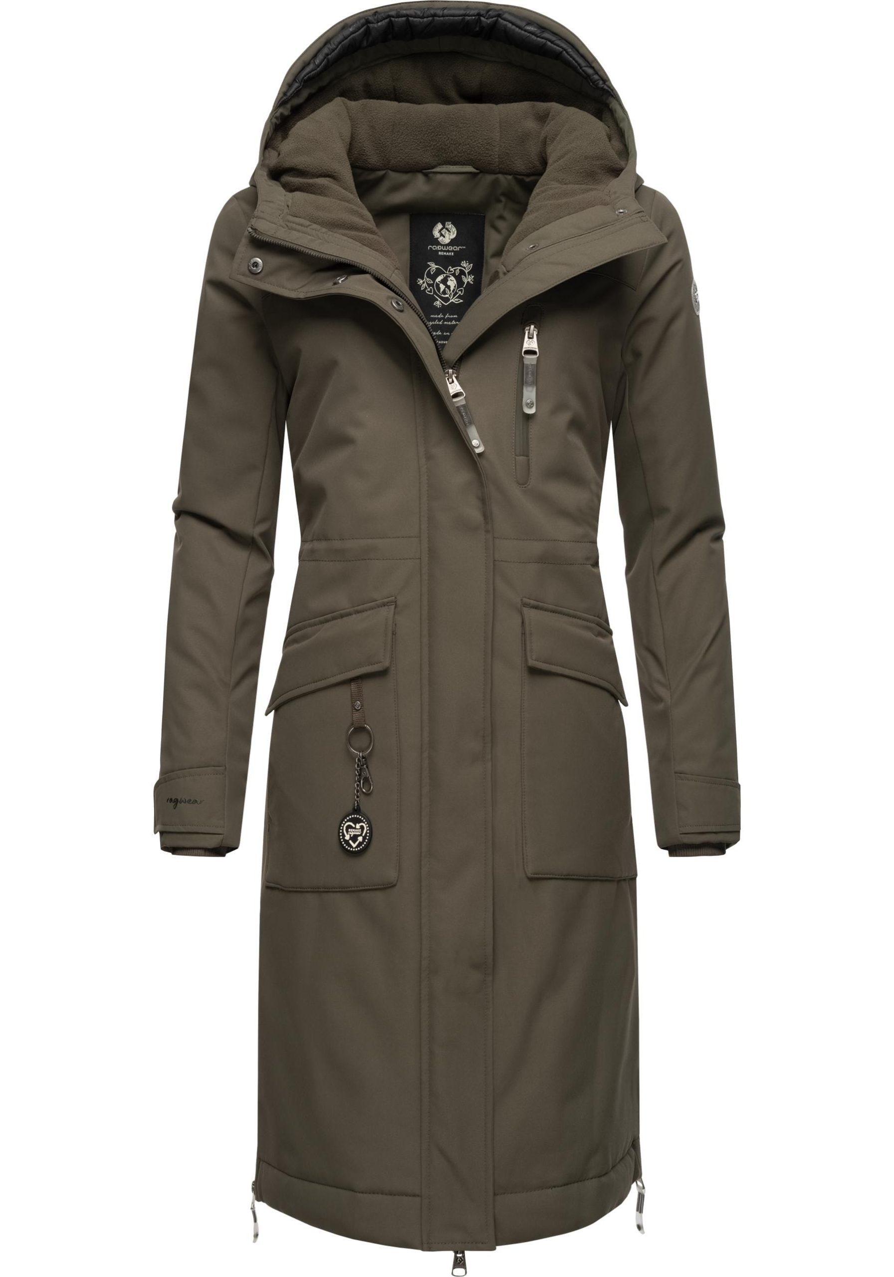 Ragwear Wintermantel "Refutura Remake", Langer wasserdichter Mantel mit Kapuze