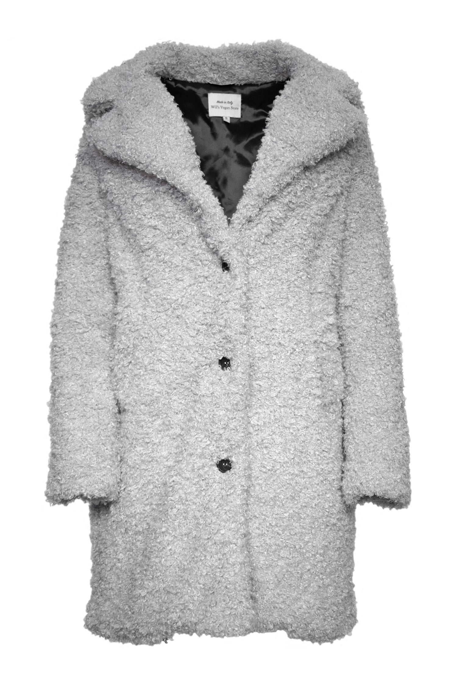 Will's Vegan Store Damen vegan Mantel Recycelter BouclÃ© Grau
