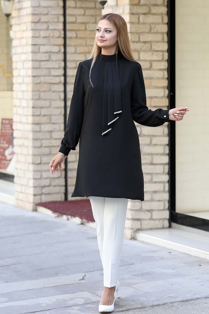 fashionshowcase Longtunika Longtunika Damen Bluse langärmelig