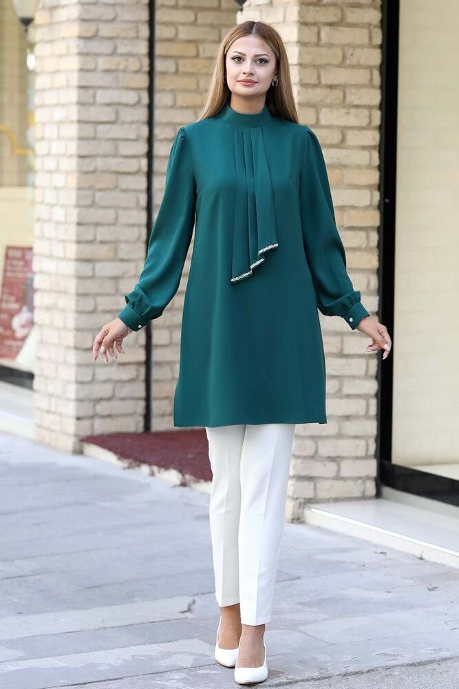 fashionshowcase Longtunika Longtunika Damen Bluse langärmelig