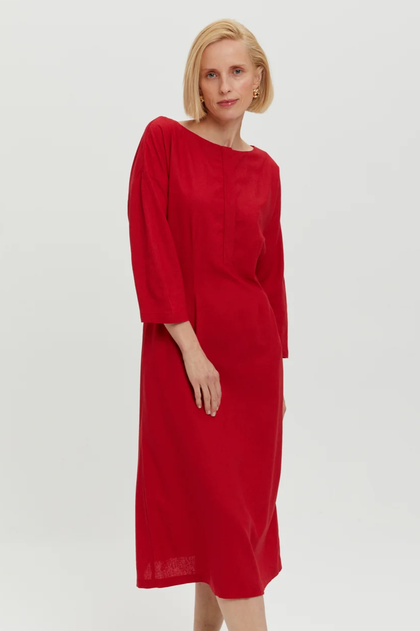 AYANI Damen vegan Kleid Lusin Scharlachrot