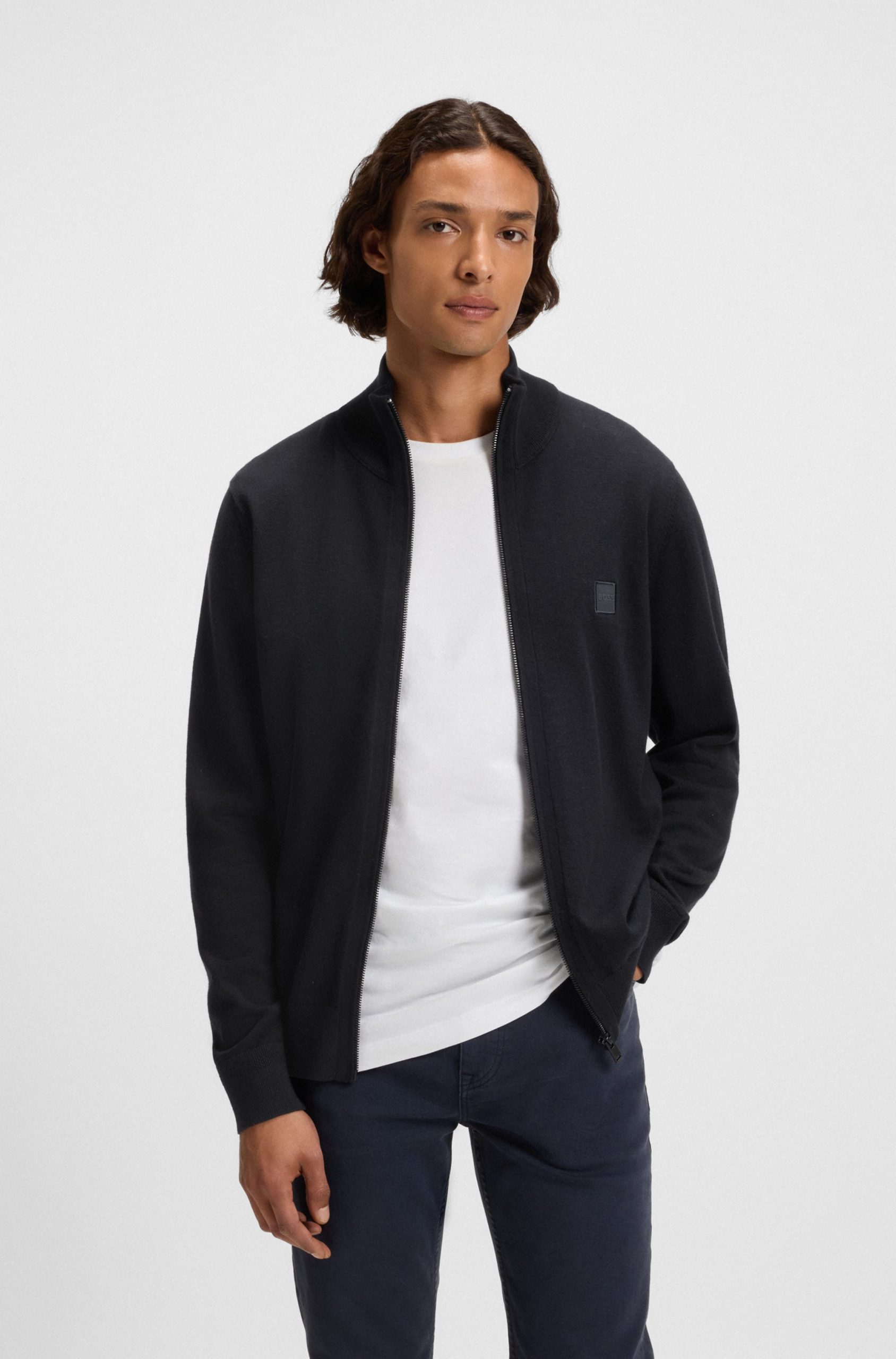 BOSS ORANGE Strickjacke "Kanozip", mit Reißverschluss