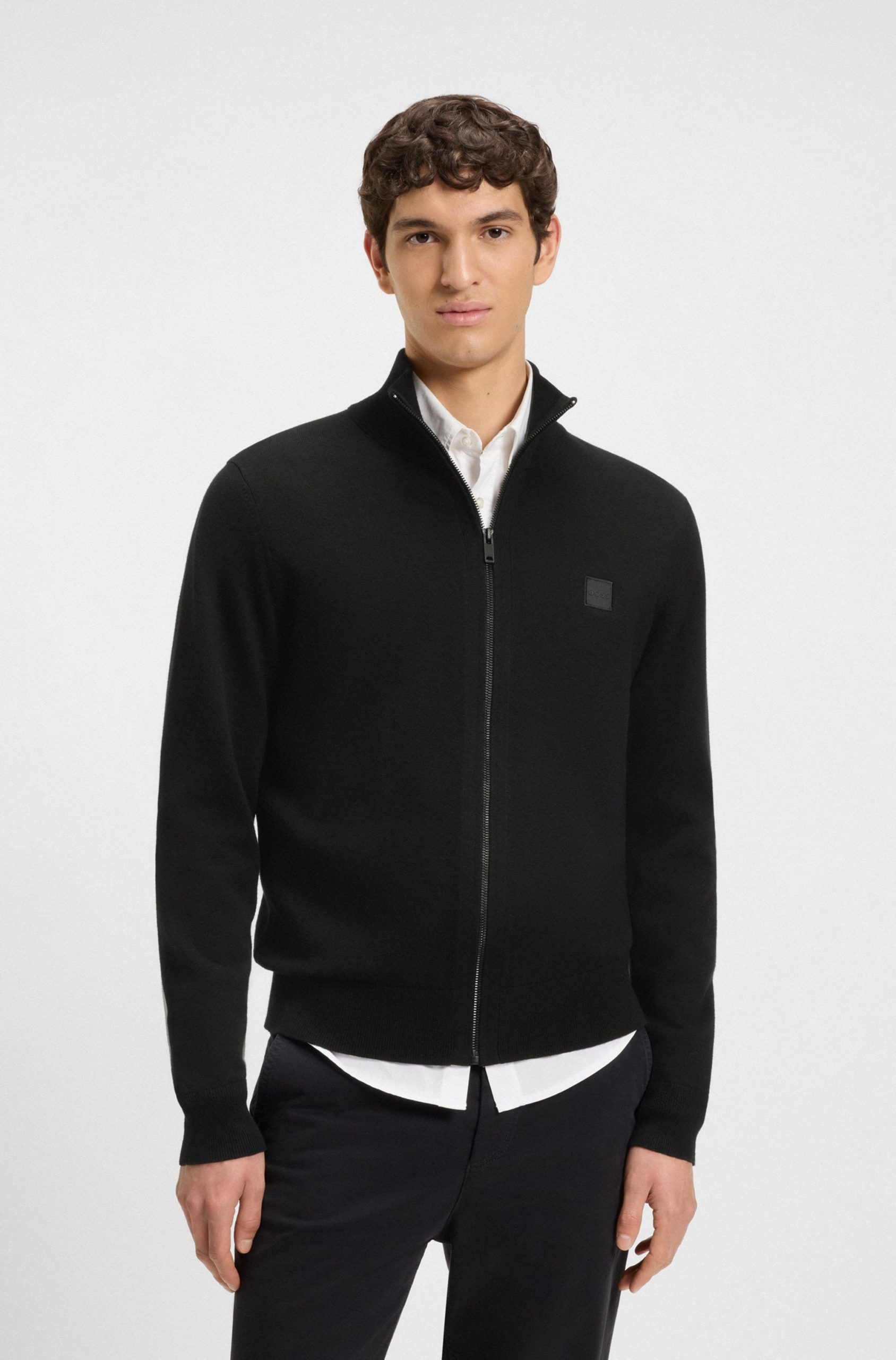 BOSS ORANGE Strickjacke "Kanozip", mit Reißverschluss