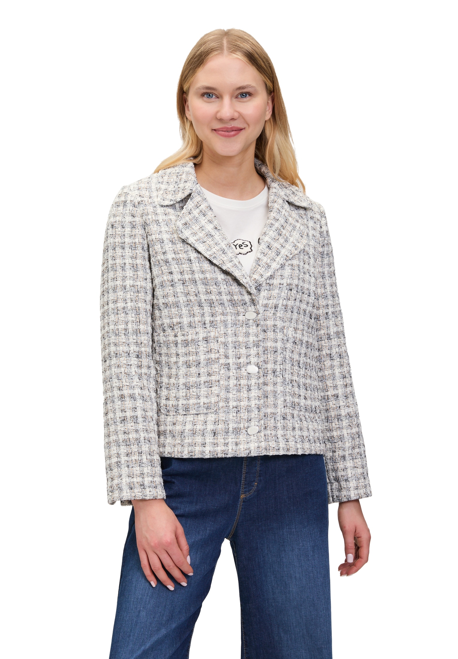 Cartoon Jackenblazer "Cartoon Damen Tweedblazer mit aufgesetzten Taschen"