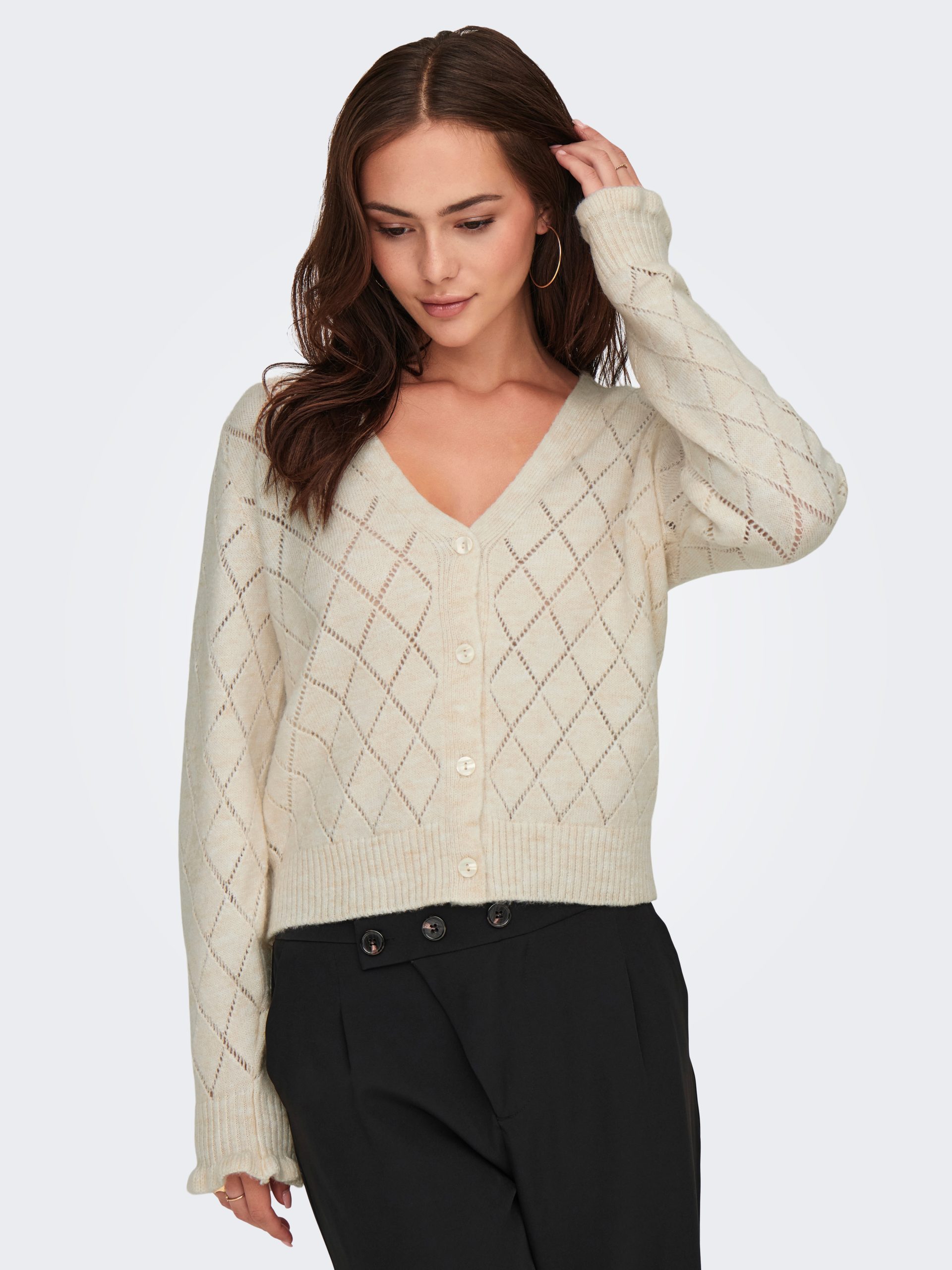 JDY Strickjacke "JDYLETTY L/S V-NECK STRUC CARDI KNT NOOS"