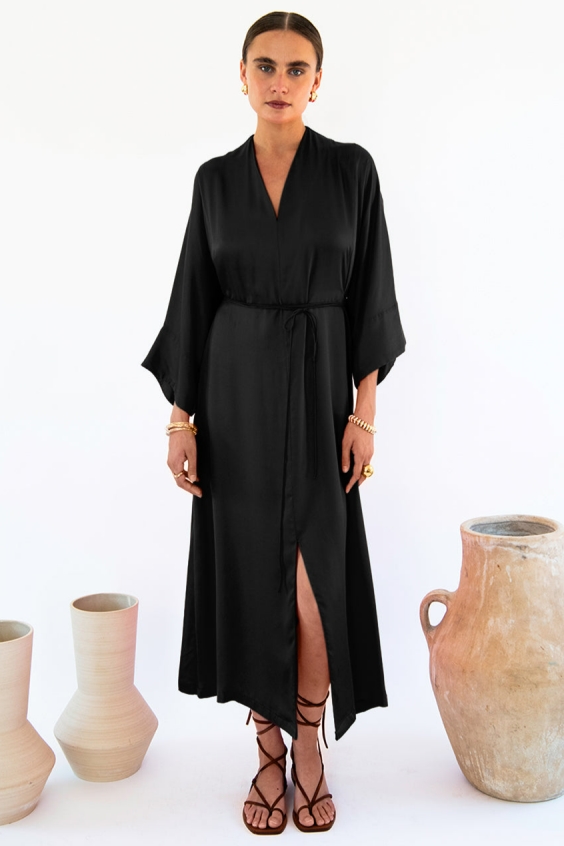 Neu Nomads Damen vegan Kleid Carmen Schwarz