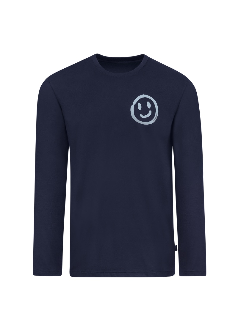 Trigema Schlafanzug "TRIGEMA Schlafanzug Oberteil Langarm mit Smiley-Print", (1 tlg.)