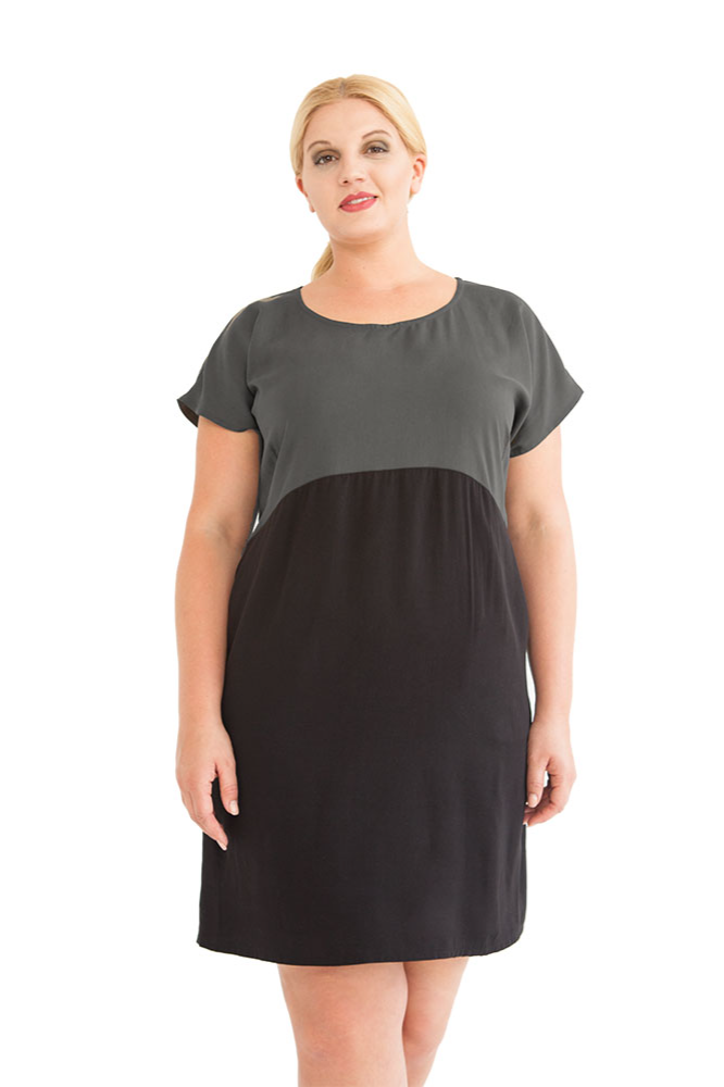 WiDDA Damen vegan Kleid Too Grau Gray/Schwarz