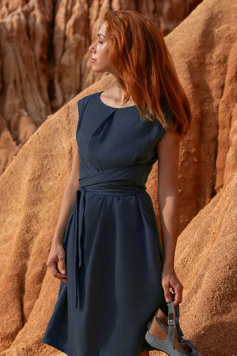 Widda Damen vegan Kleid Adele Dunkelblau