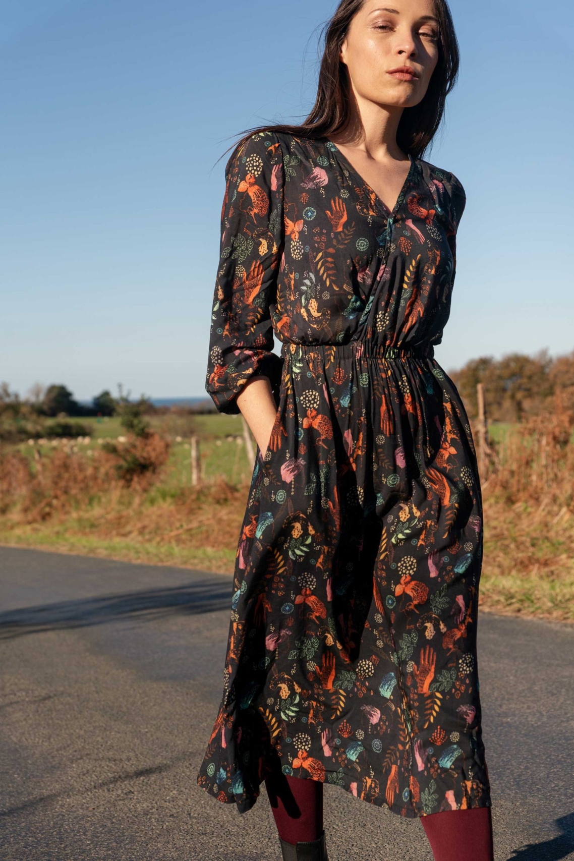 Widda Damen vegan Kleid Onny African Print Multicolor